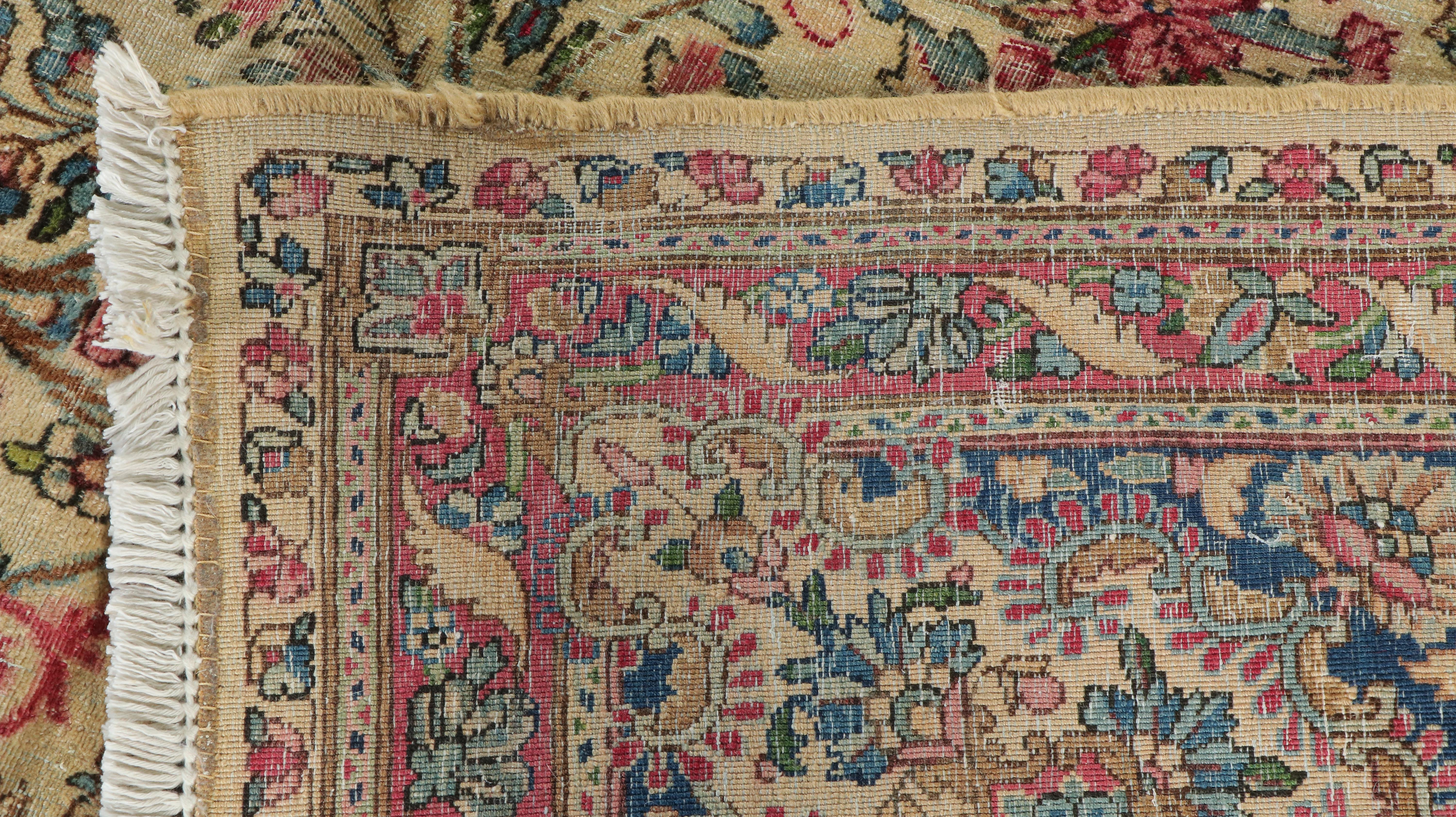 10'11 x 13'6 Hand-Knotted Persian Kashan Room-Sized Rug, Semi-Antique