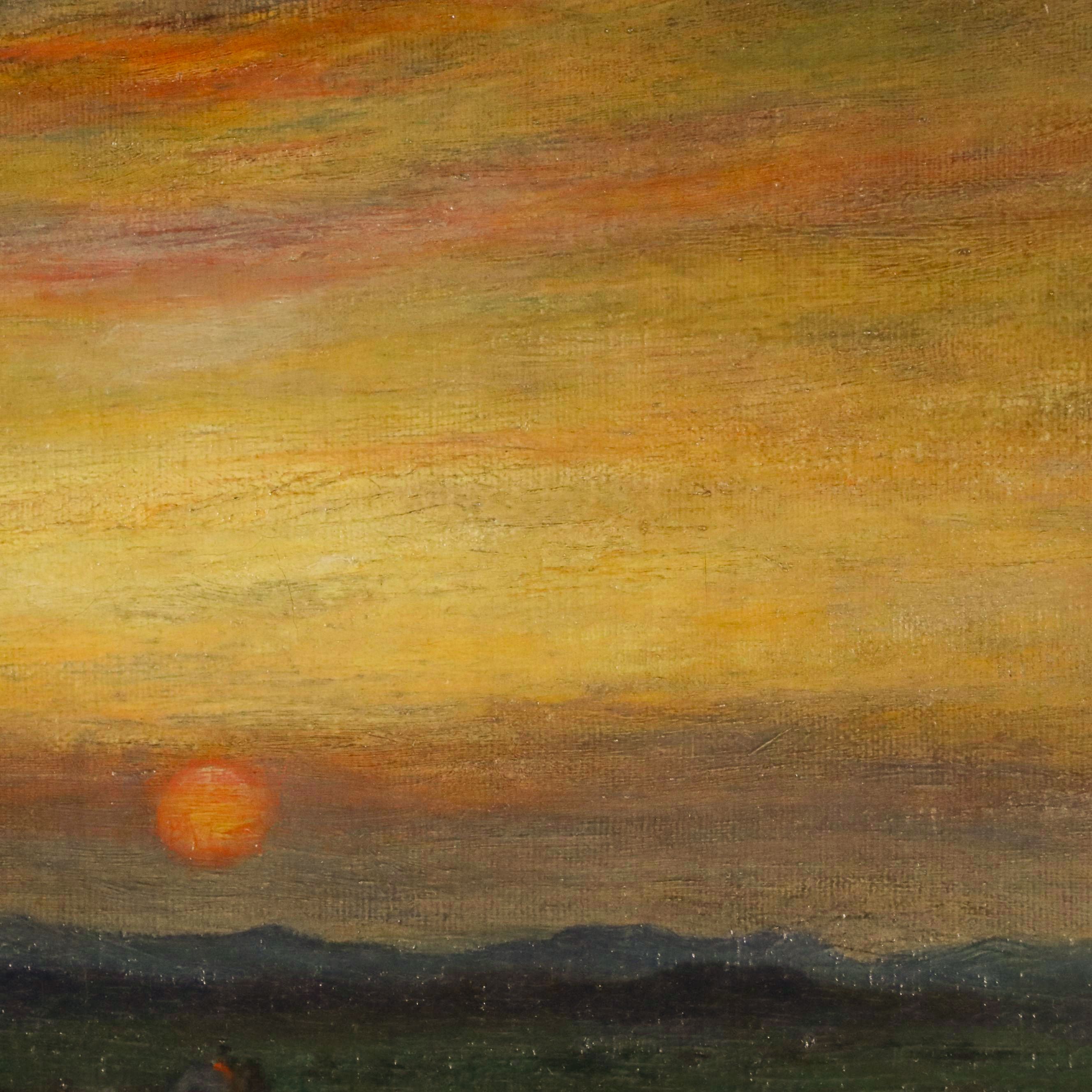 Albert Lorey Groll Western Landscape Oil Painting "Sunset Arizona"