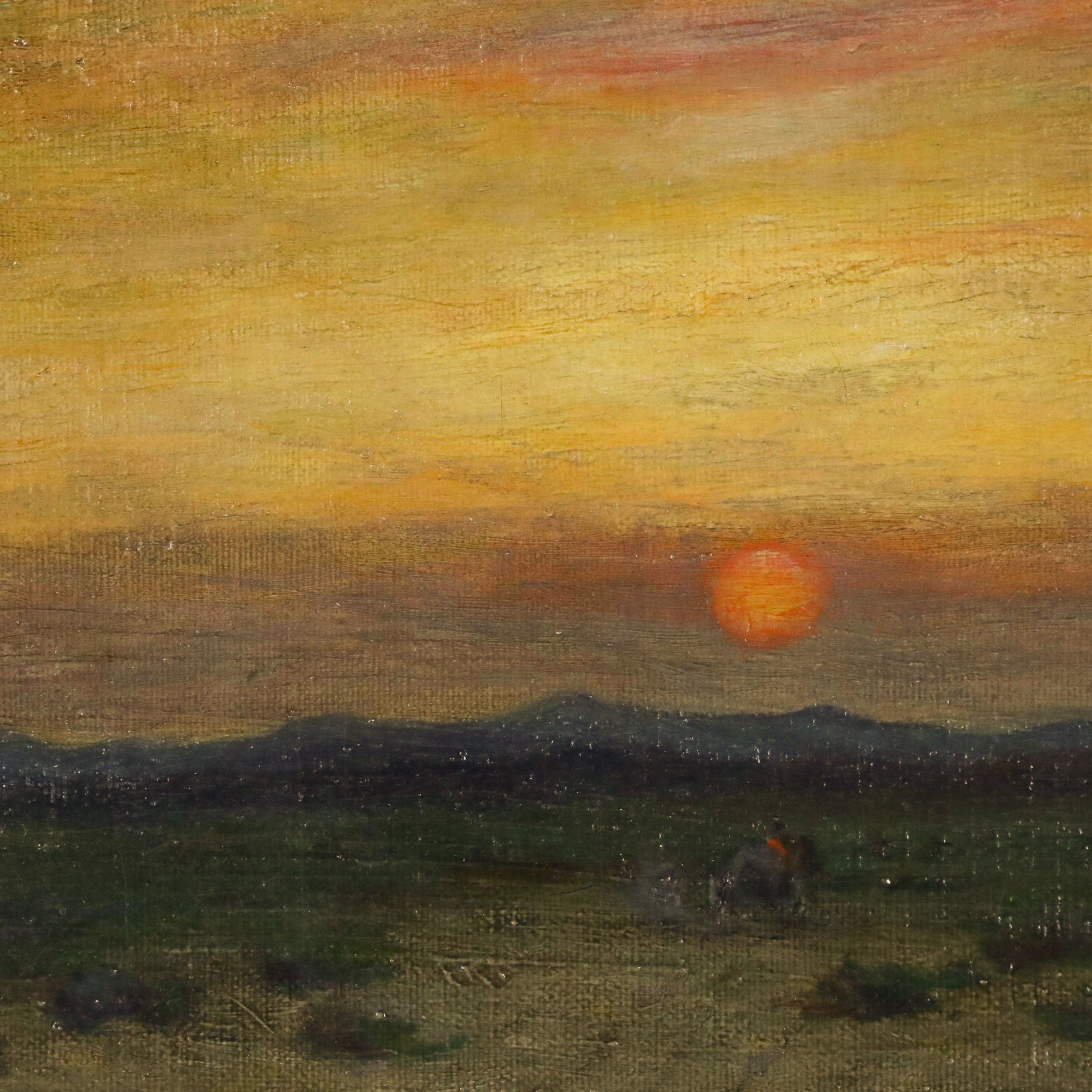 Albert Lorey Groll Western Landscape Oil Painting "Sunset Arizona"
