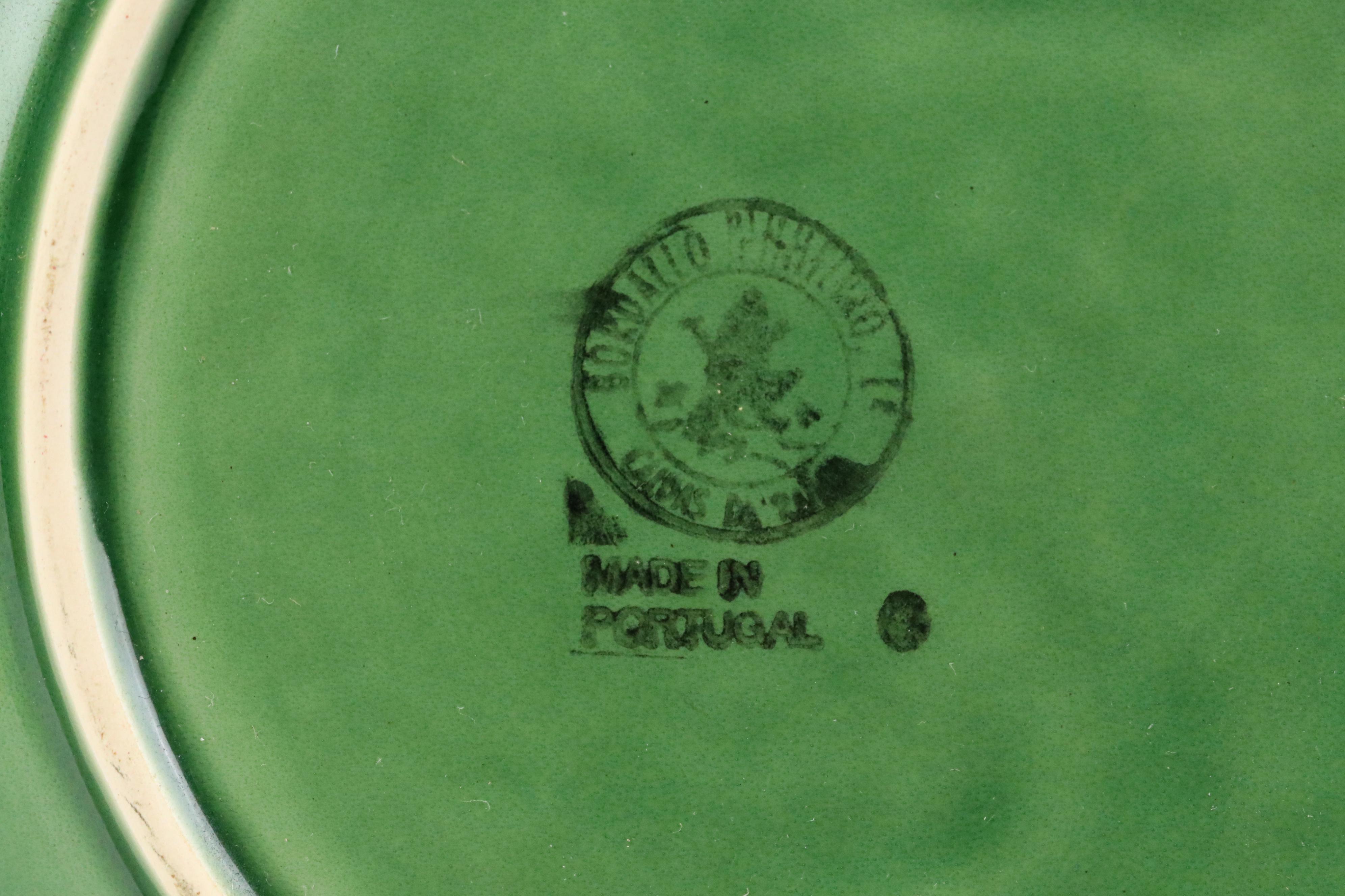 Bordallo Pinheiro Portuguese Faience Ceramic Plates with Lettuce Leaf Design