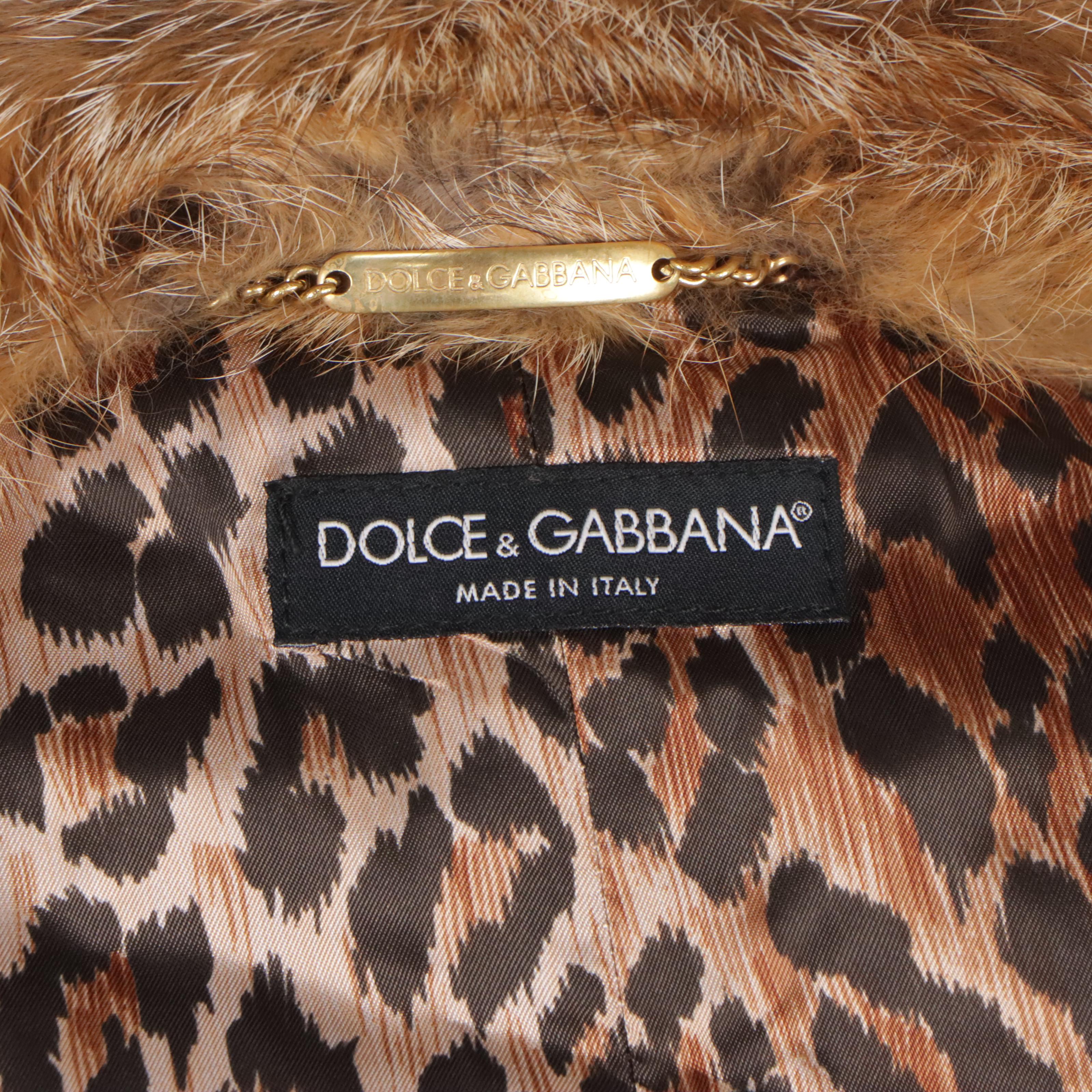 Dolce & Gabbana Eel Skin Leather Jacket with Fox Fur Trimmed Collar