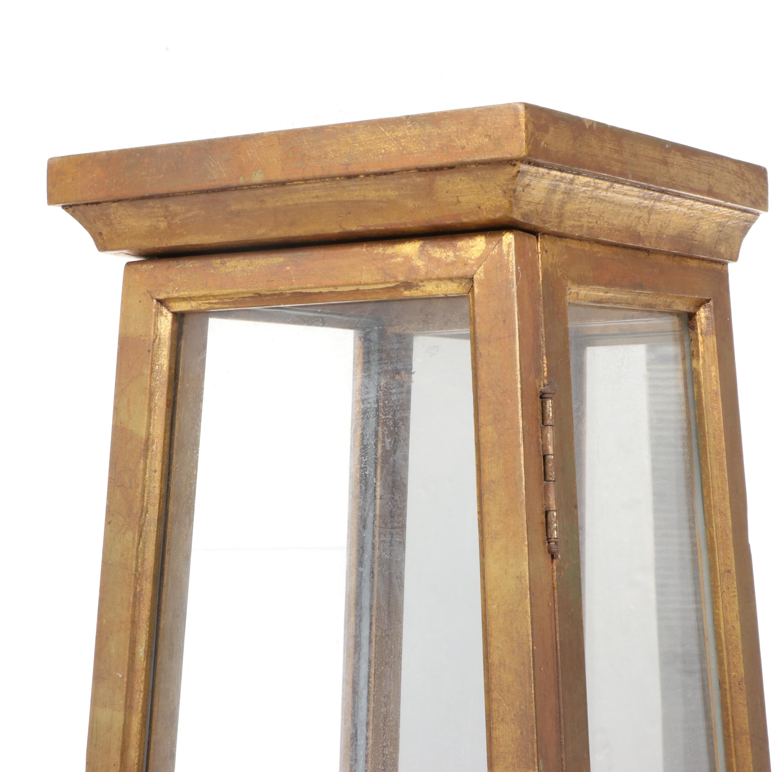 Hollywood Regency Style Giltwood Obelisk-Shaped Curio Cabinet, 20th Century