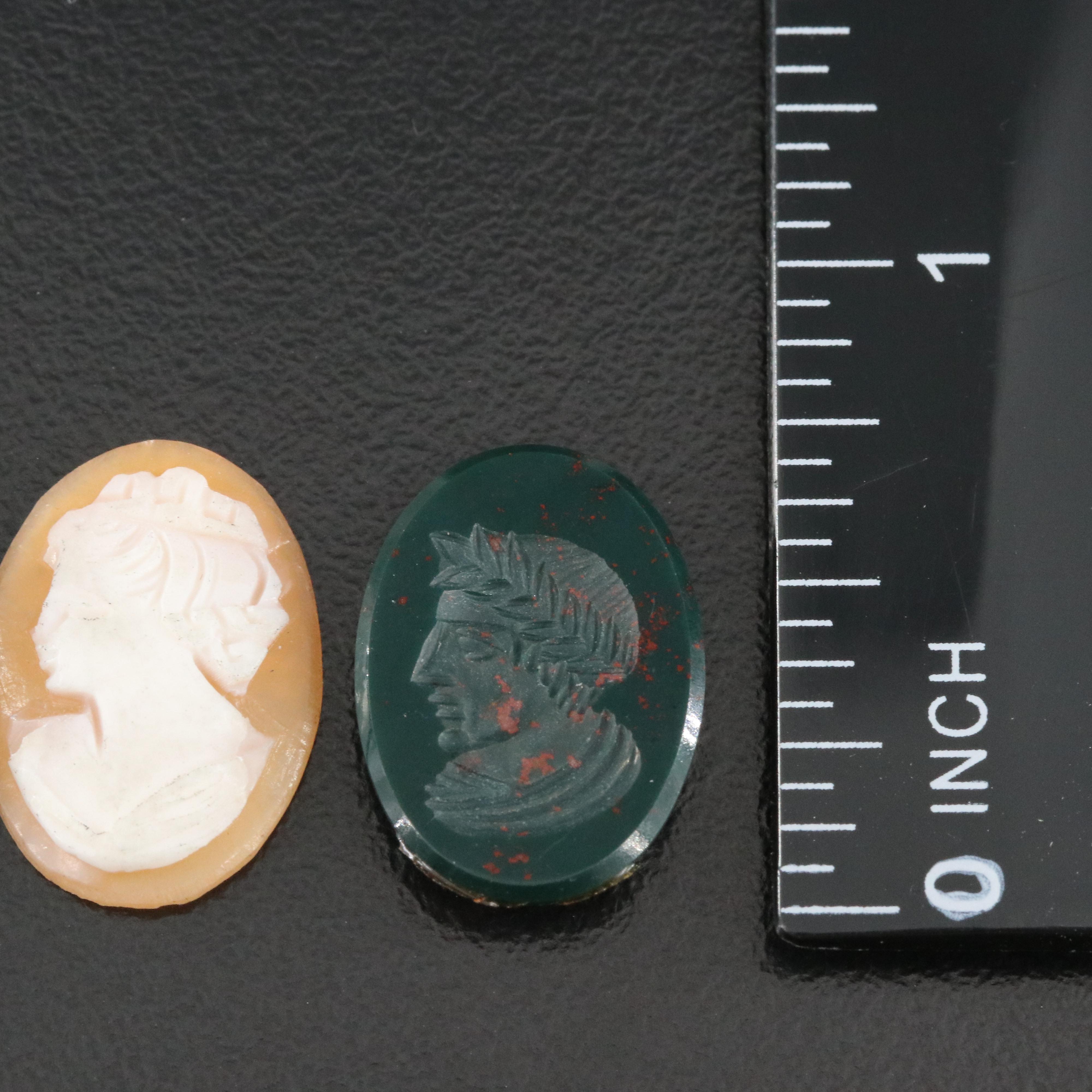 Loose Shell and Bloodstone Cameo and Intaglios