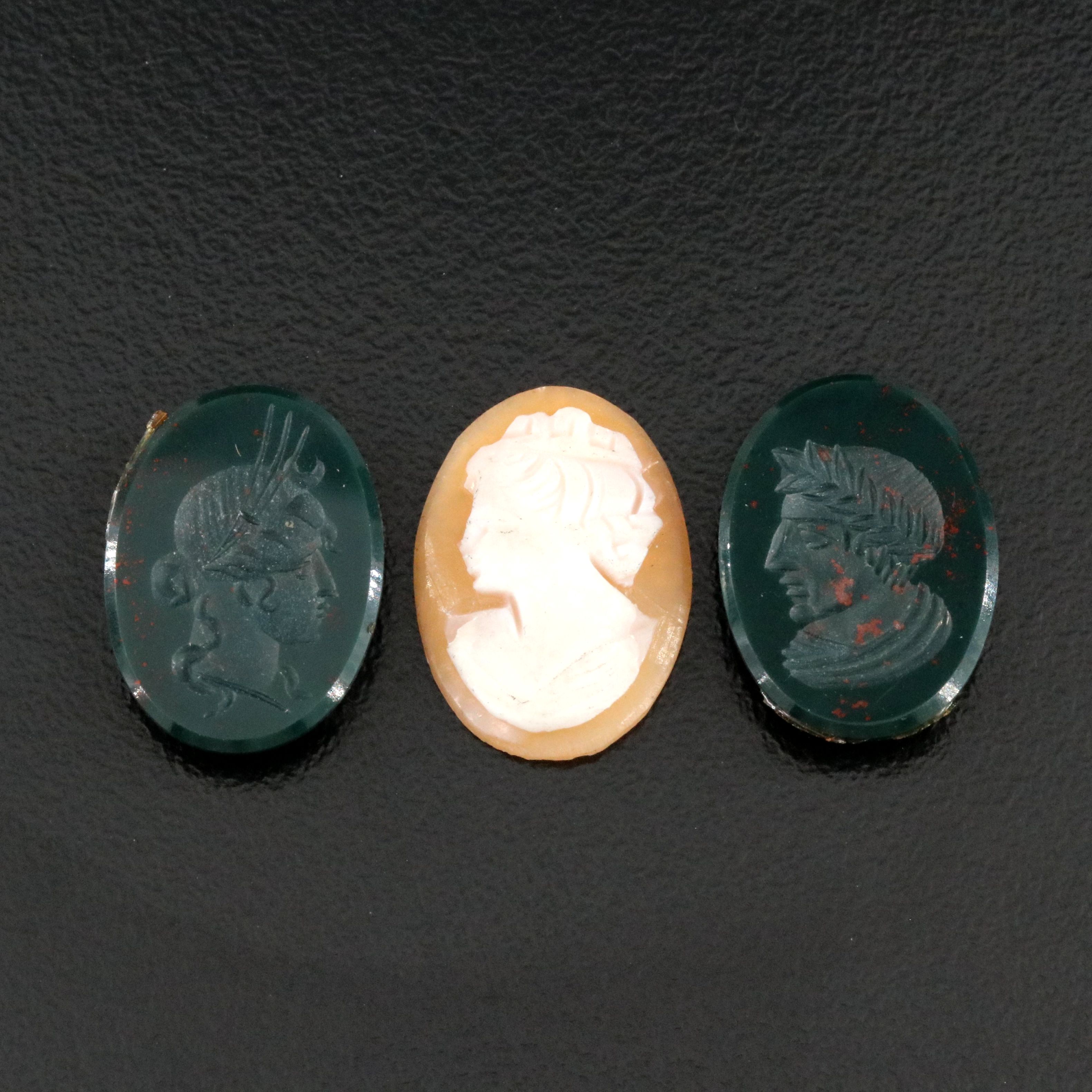 Loose Shell and Bloodstone Cameo and Intaglios