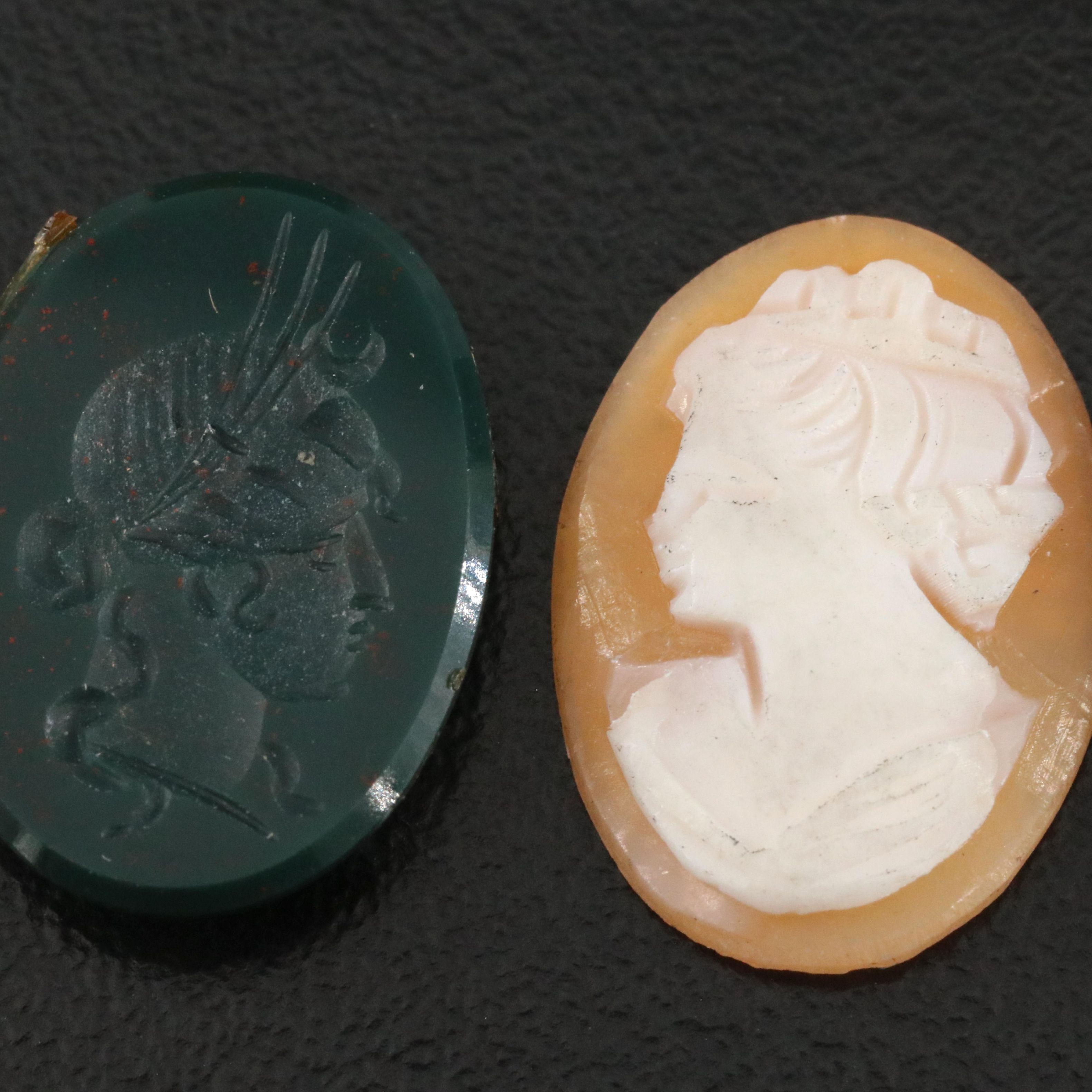 Loose Shell and Bloodstone Cameo and Intaglios