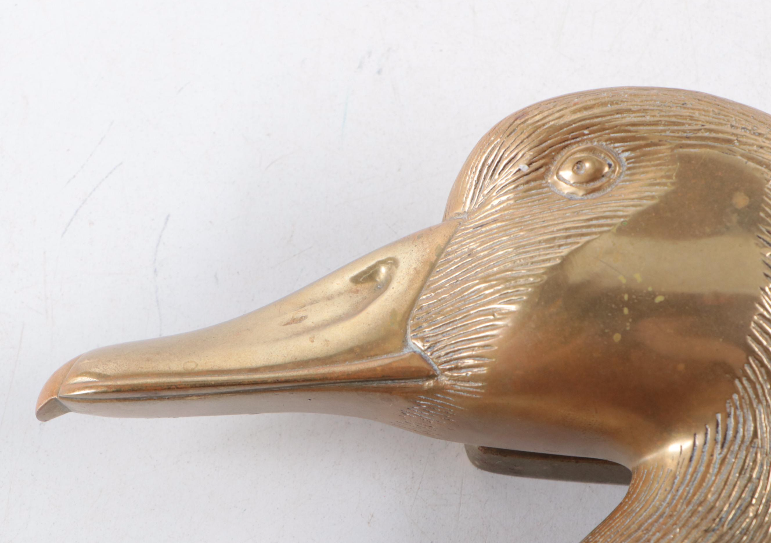 Cast Brass Duck Head Door Knocker, 20th Century