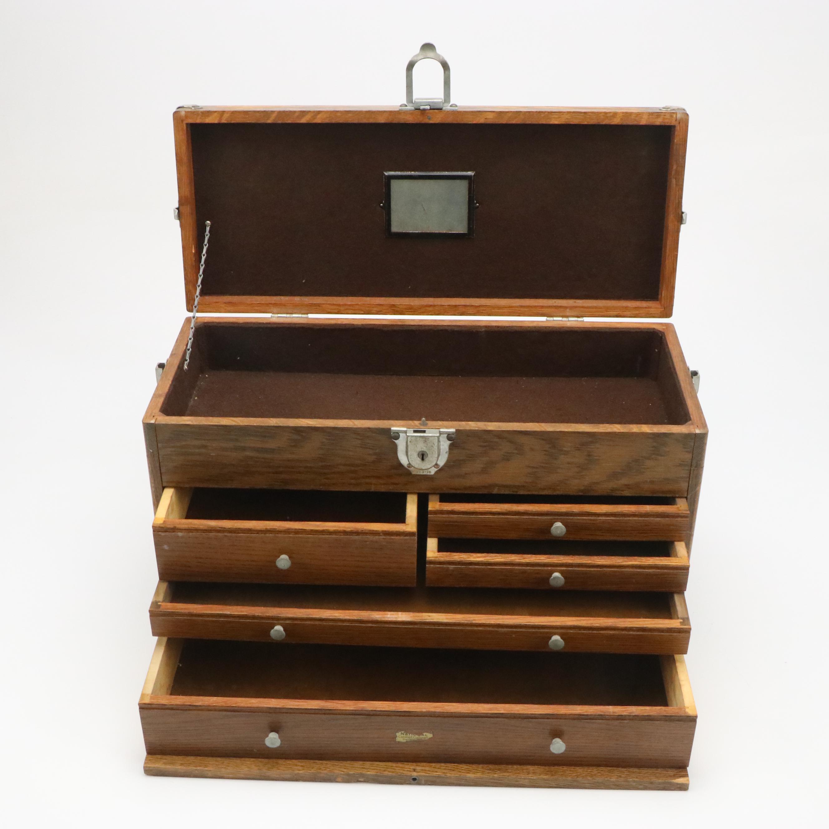 National Cabinet Co. Oak Tool Chest, Mid-20th Century