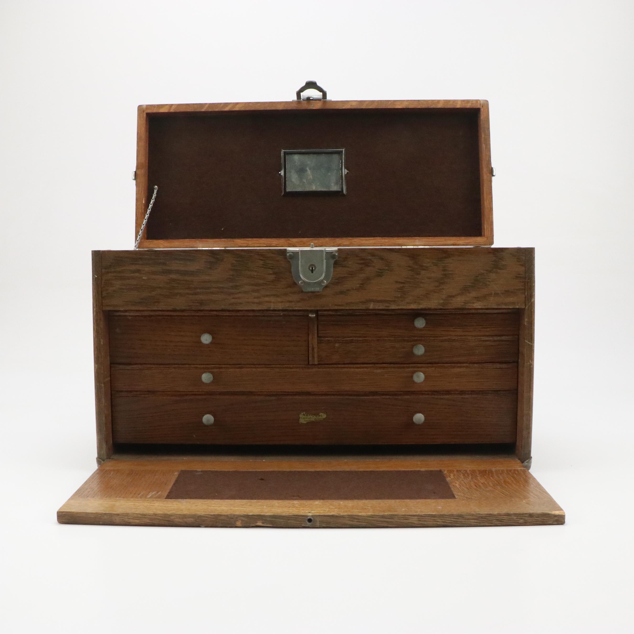 National Cabinet Co. Oak Tool Chest, Mid-20th Century