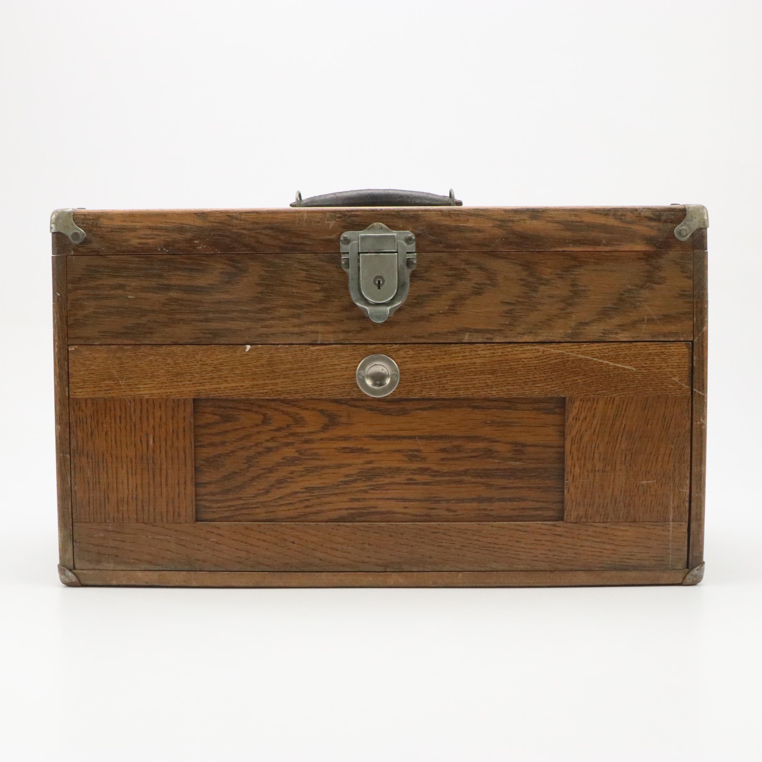 National Cabinet Co. Oak Tool Chest, Mid-20th Century