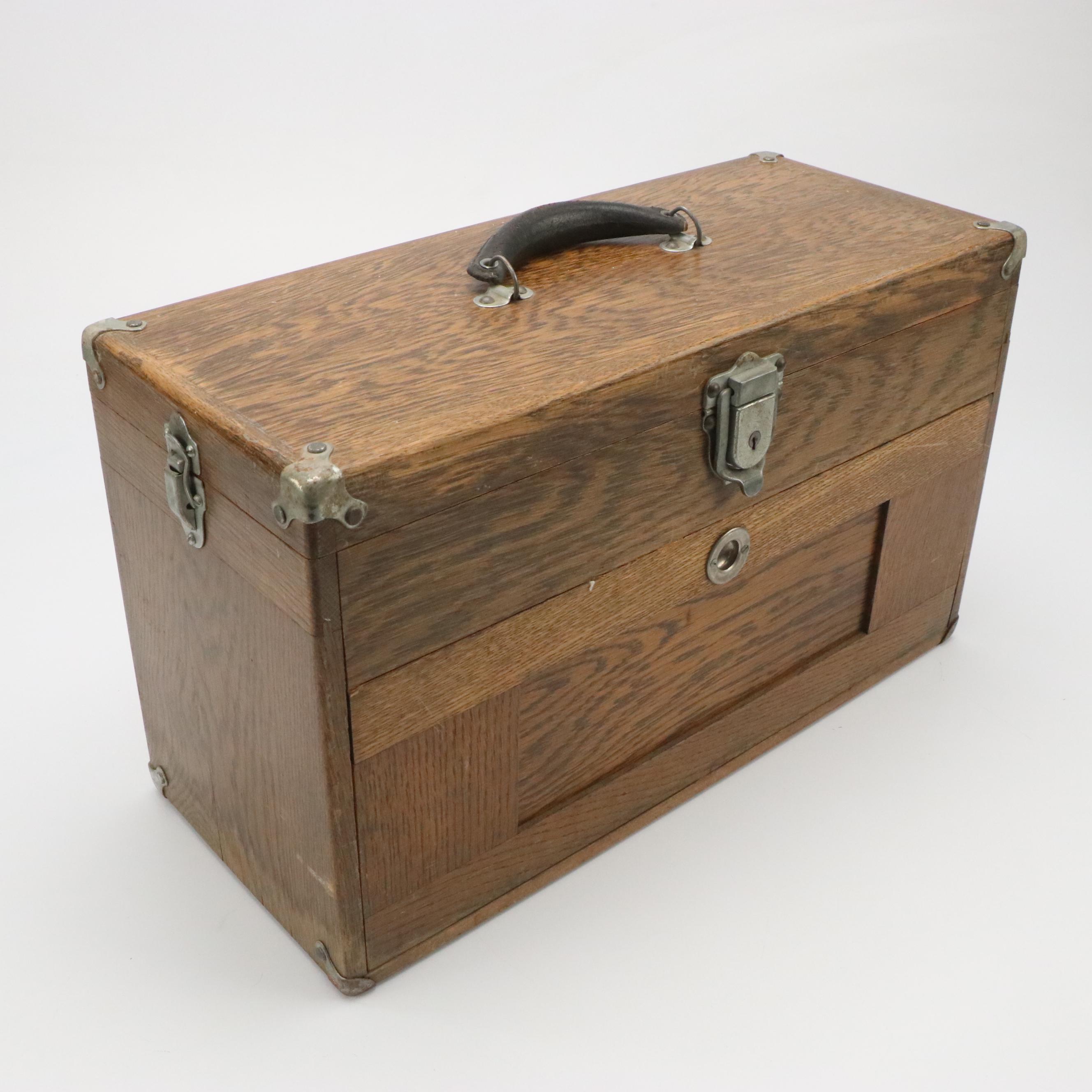 National Cabinet Co. Oak Tool Chest, Mid-20th Century