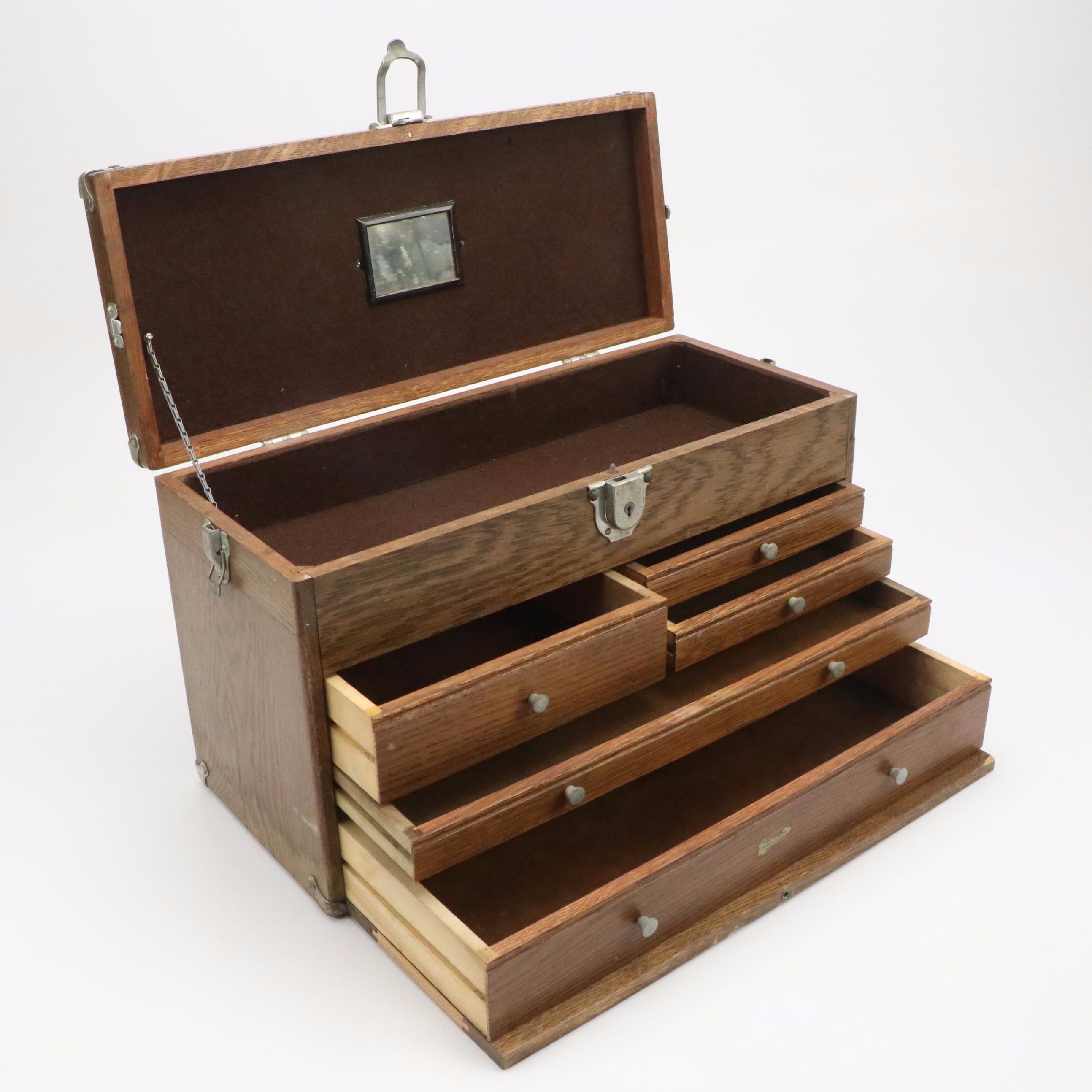 National Cabinet Co. Oak Tool Chest, Mid-20th Century