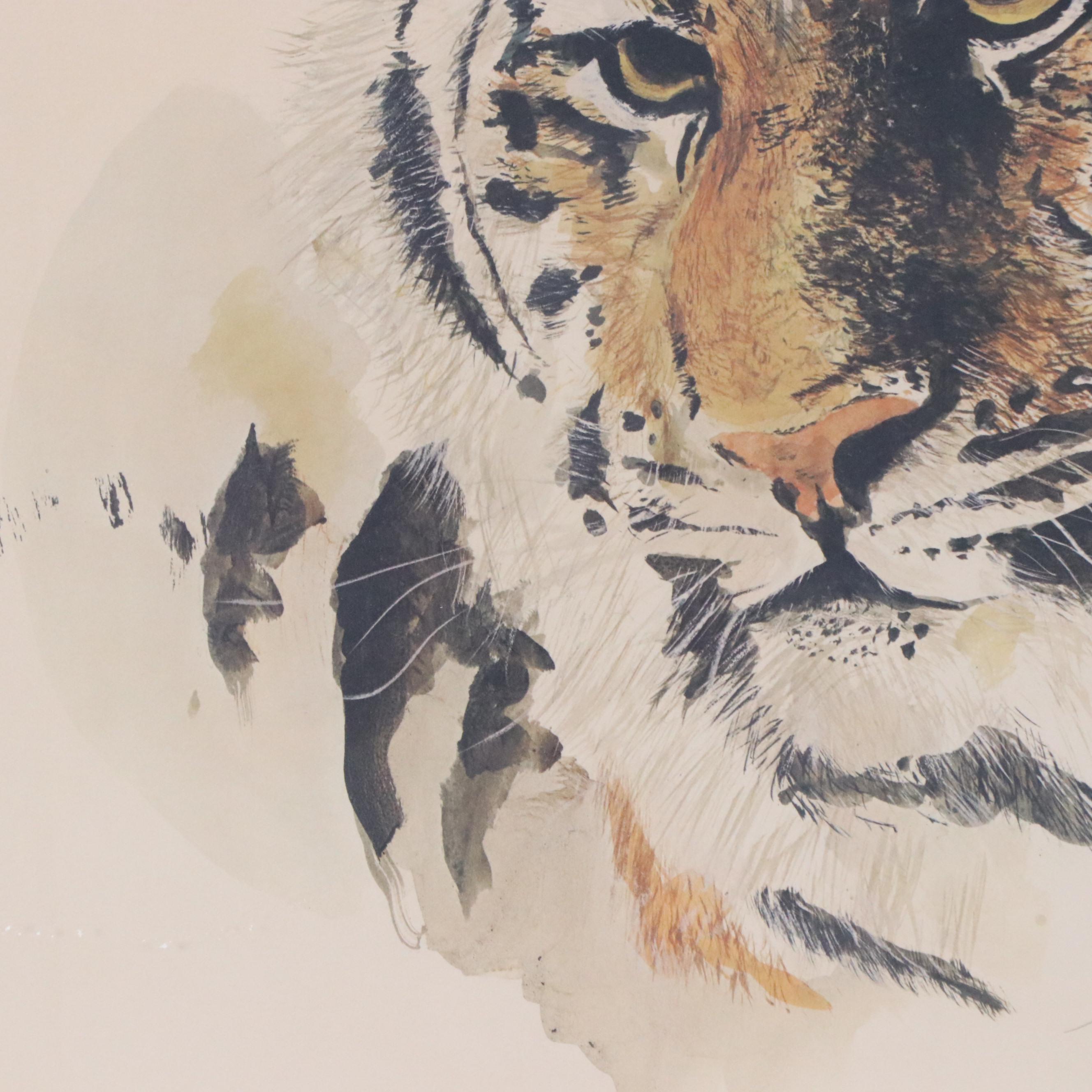 Greg Cook Offset Lithograph of Bengal Tiger