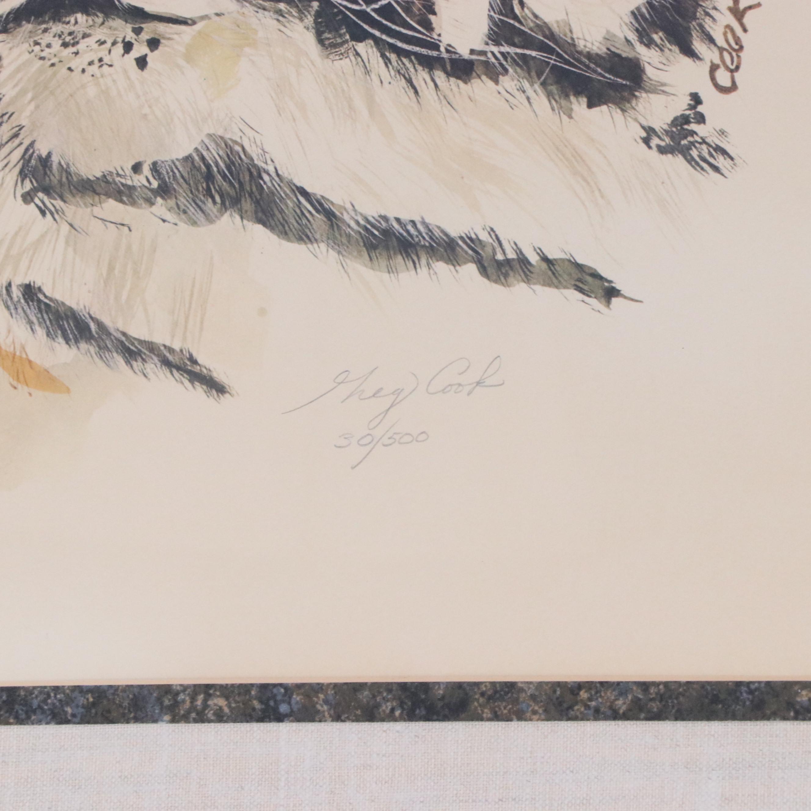 Greg Cook Offset Lithograph of Bengal Tiger