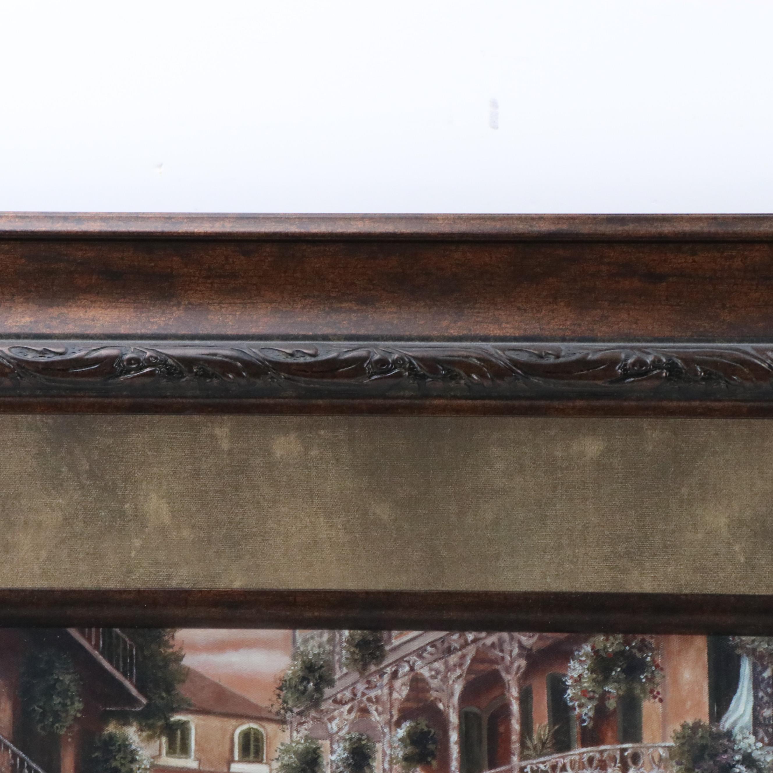 Offset Lithograph of French Quarter Street Scene, New Orleans