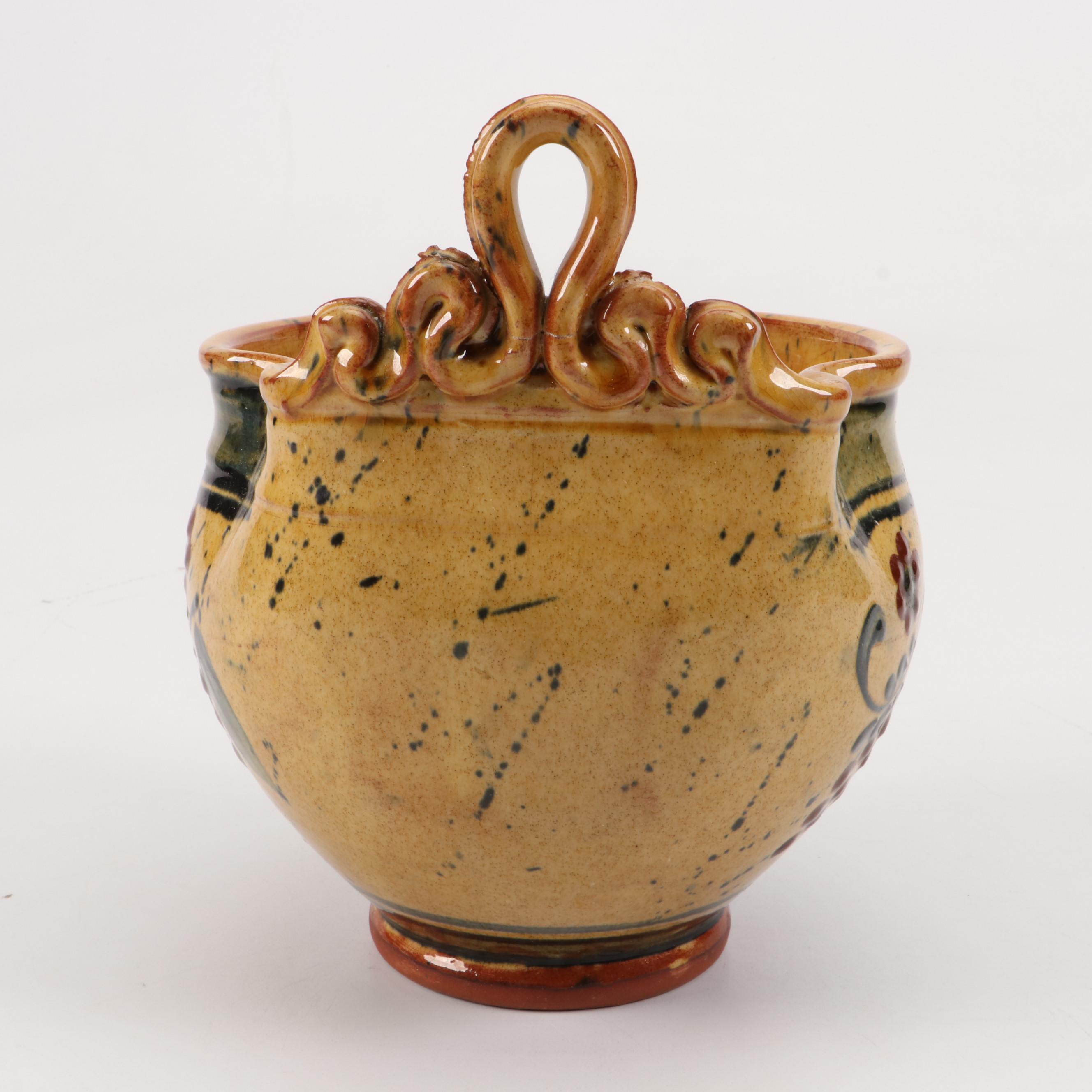 Corsican Majolica Bowl, Pitcher and Wall Pocket