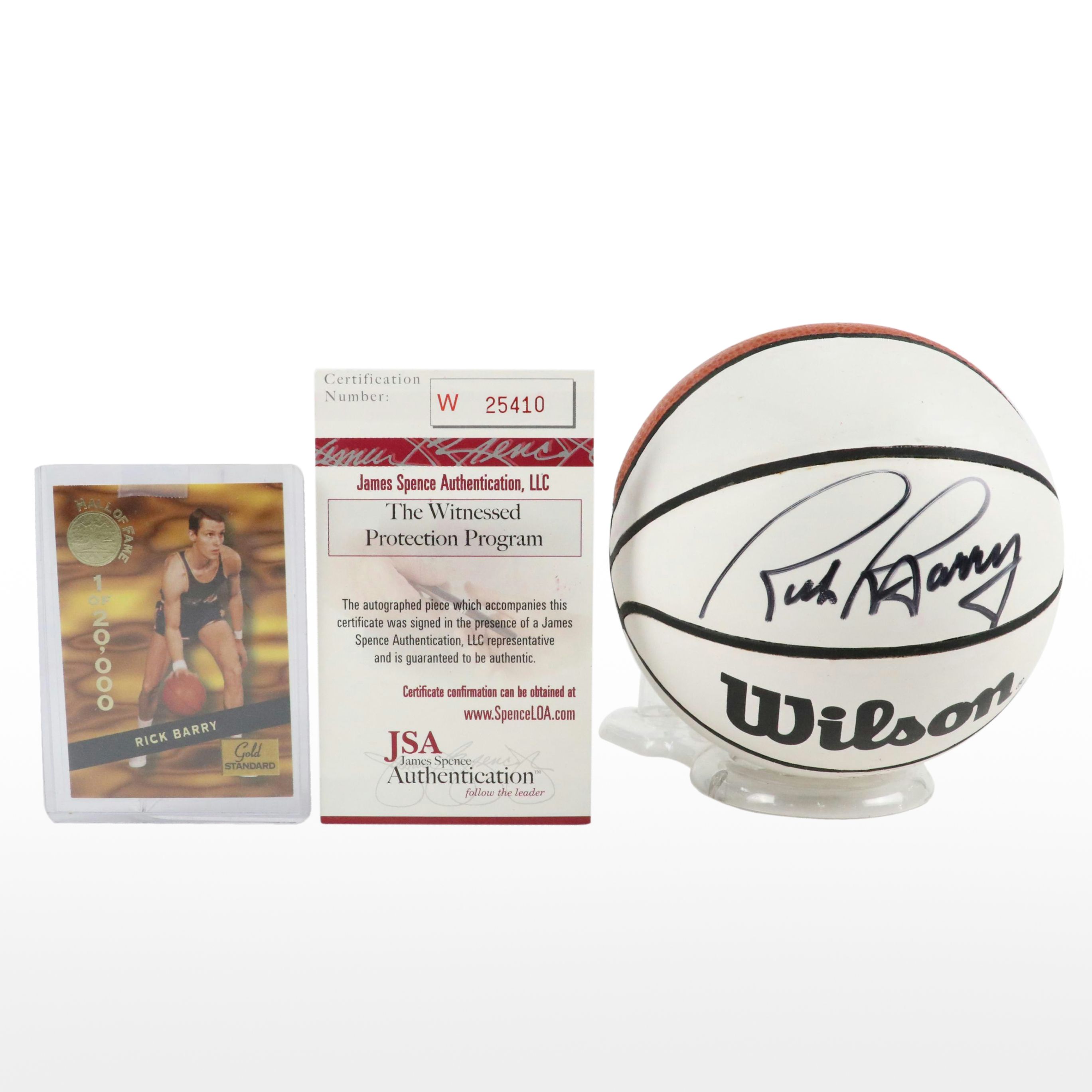 Rick Barry Signed Wilson Mini Basketball with Card