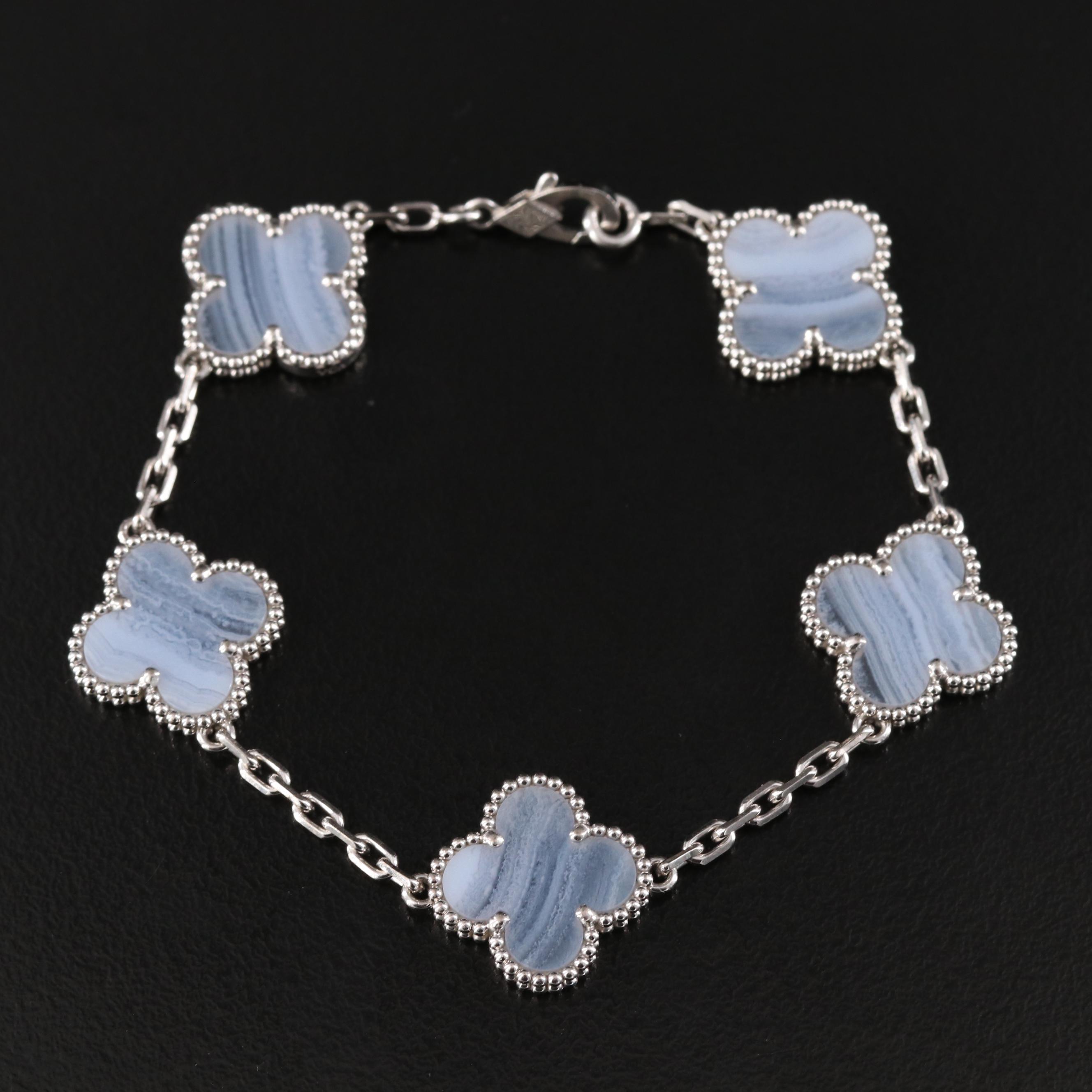 Van Cleef & Arpels Alhambra 18K Chalcedony Five Motifs Bracelet