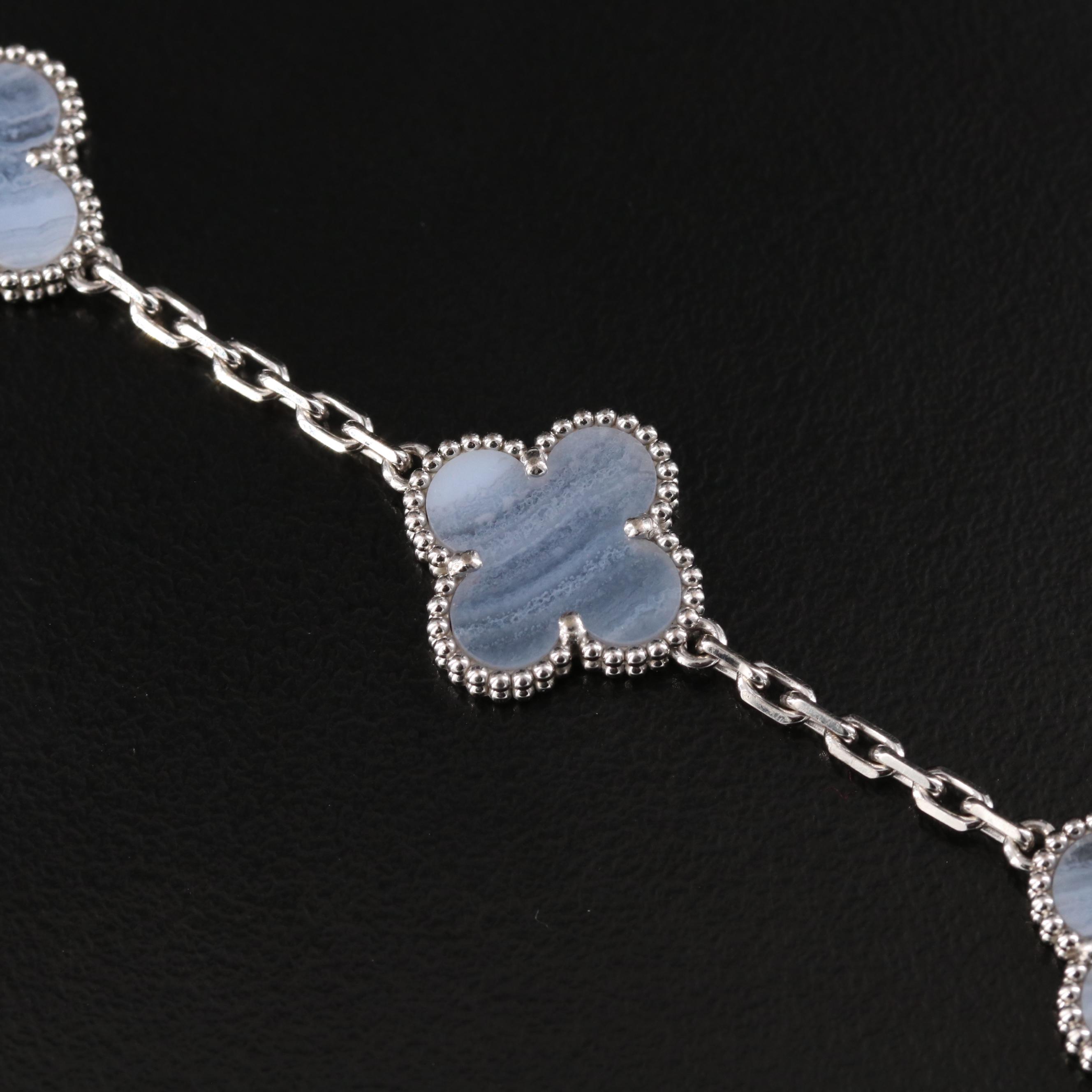 Van Cleef & Arpels Alhambra 18K Chalcedony Five Motifs Bracelet