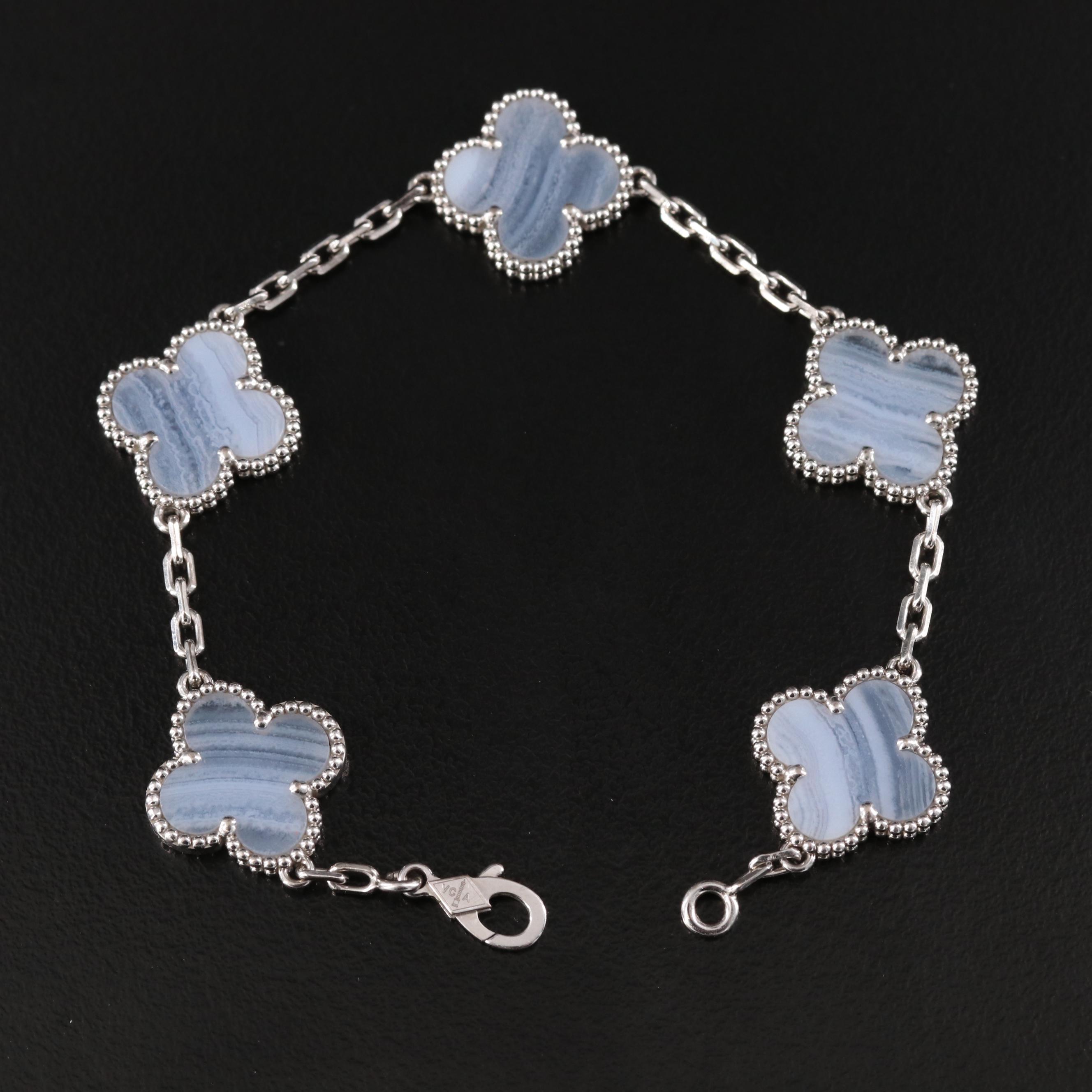 Van Cleef & Arpels Alhambra 18K Chalcedony Five Motifs Bracelet
