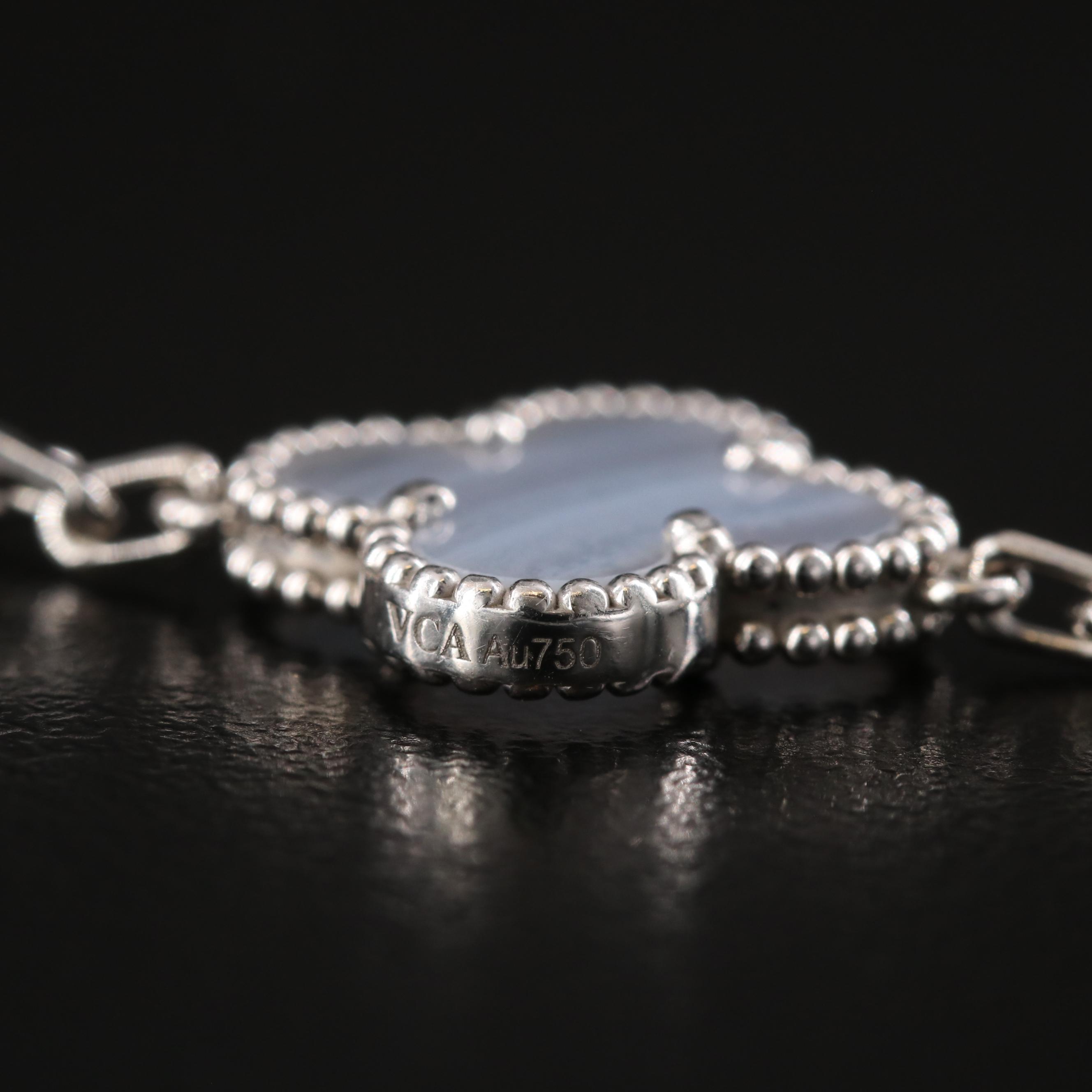 Van Cleef & Arpels Alhambra 18K Chalcedony Five Motifs Bracelet