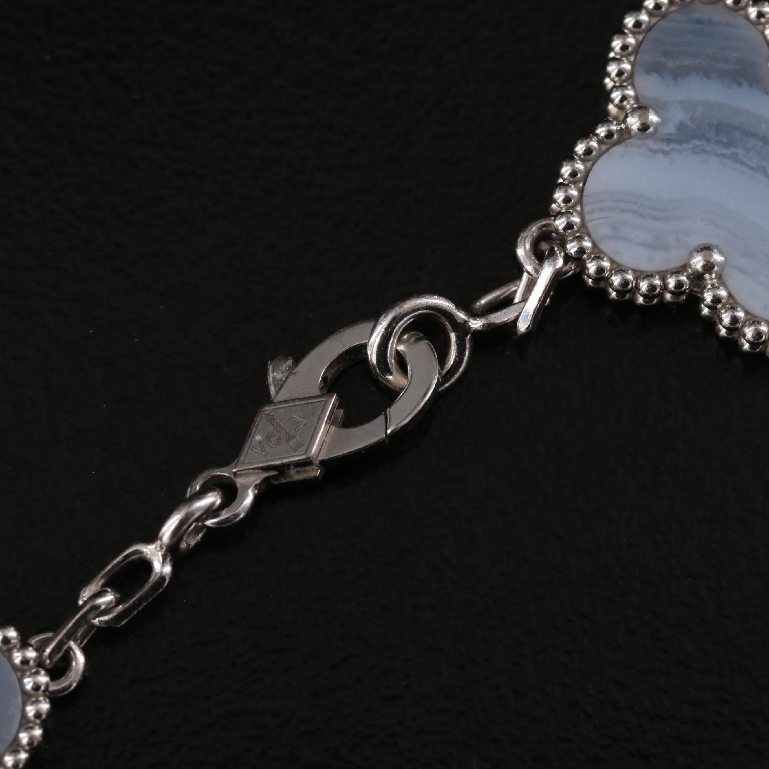 Van Cleef & Arpels Alhambra 18K Chalcedony Five Motifs Bracelet