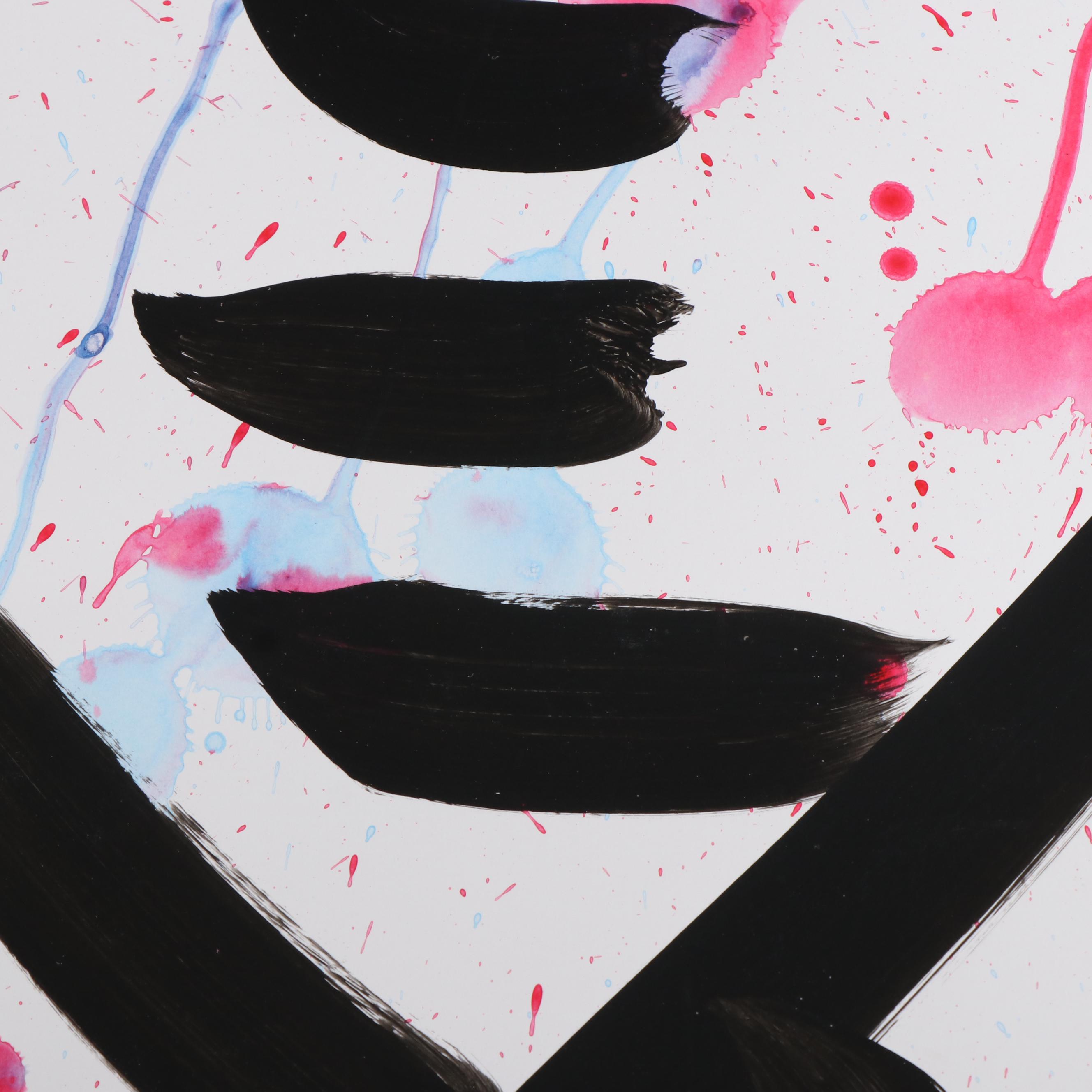 Peter Keil Abstract Acrylic Portrait Painting, Late 20th Century