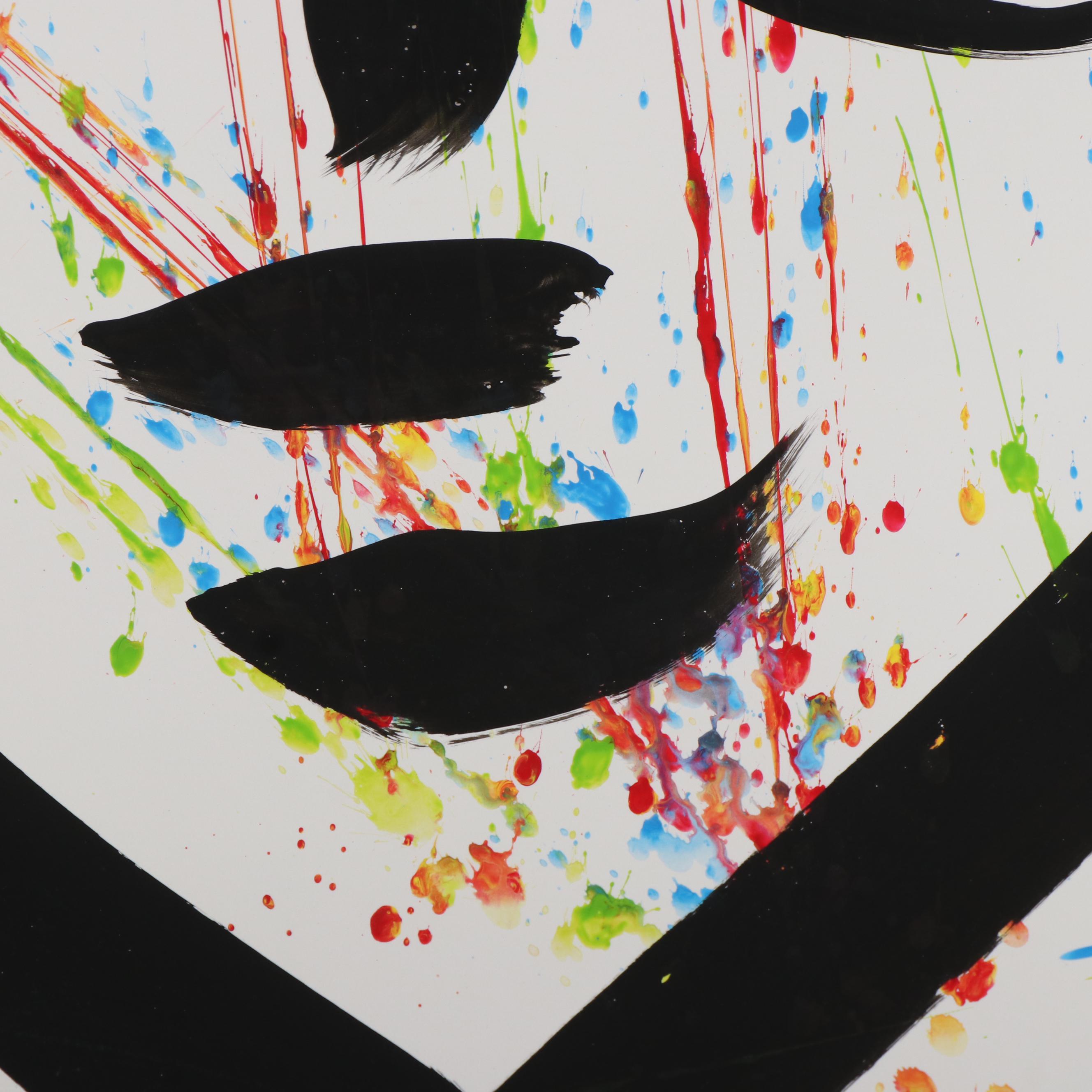 Peter Keil Abstract Acrylic Portrait Painting, Late 20th Century