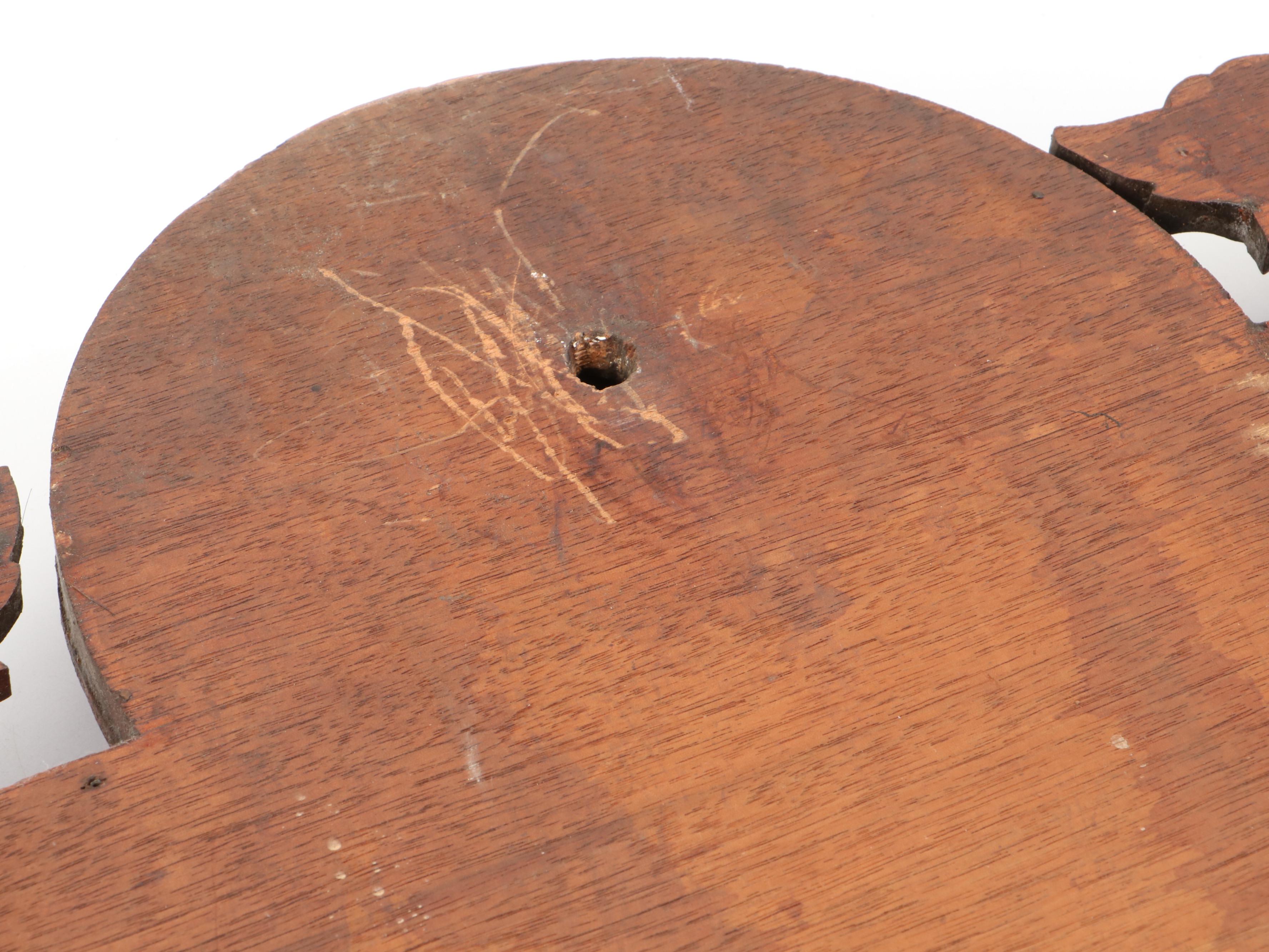 Victorian Carved Wood and Leather Wall Mounted Document Holder