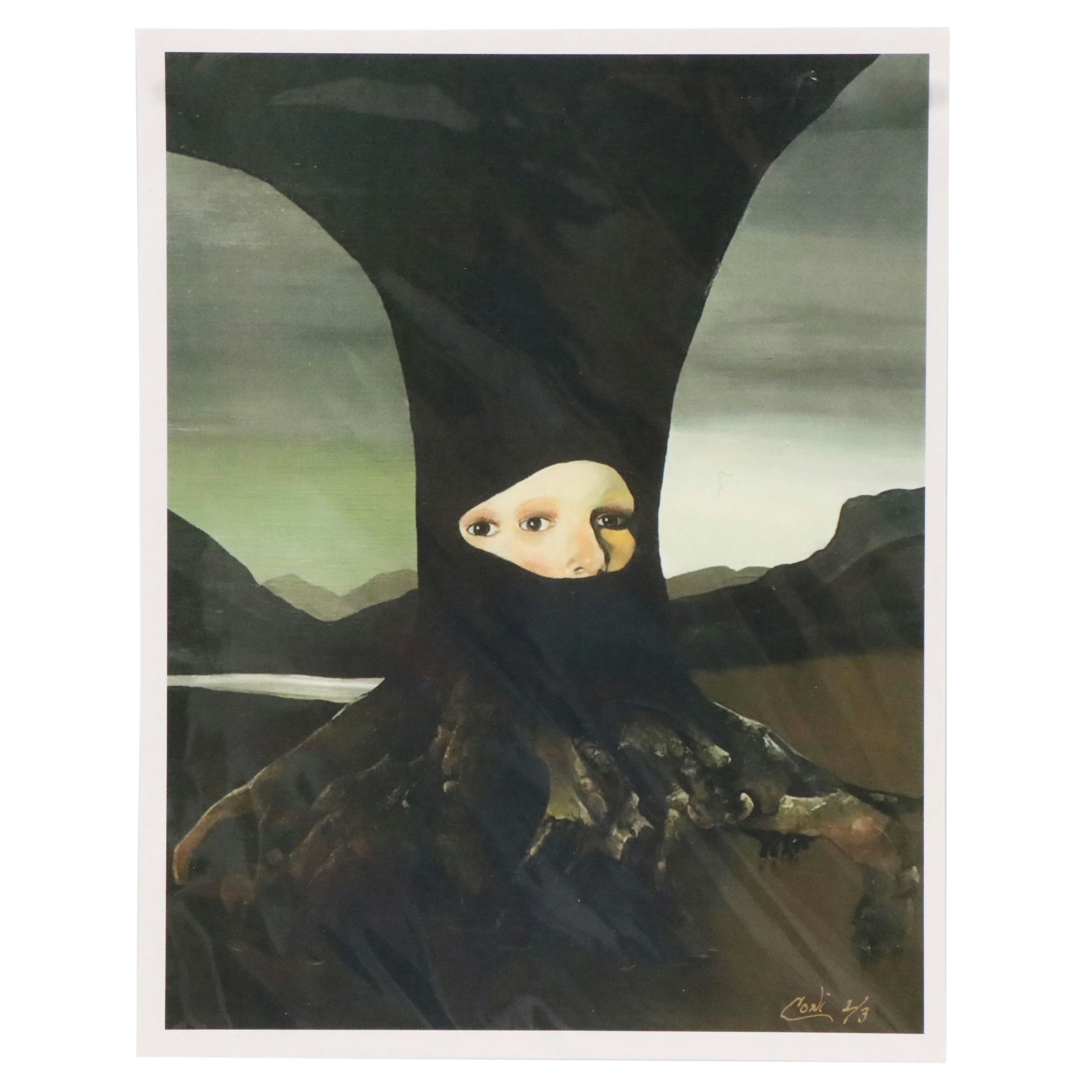 Coni Surrealist Offset Lithograph "Third Eye Blind," 21st Century