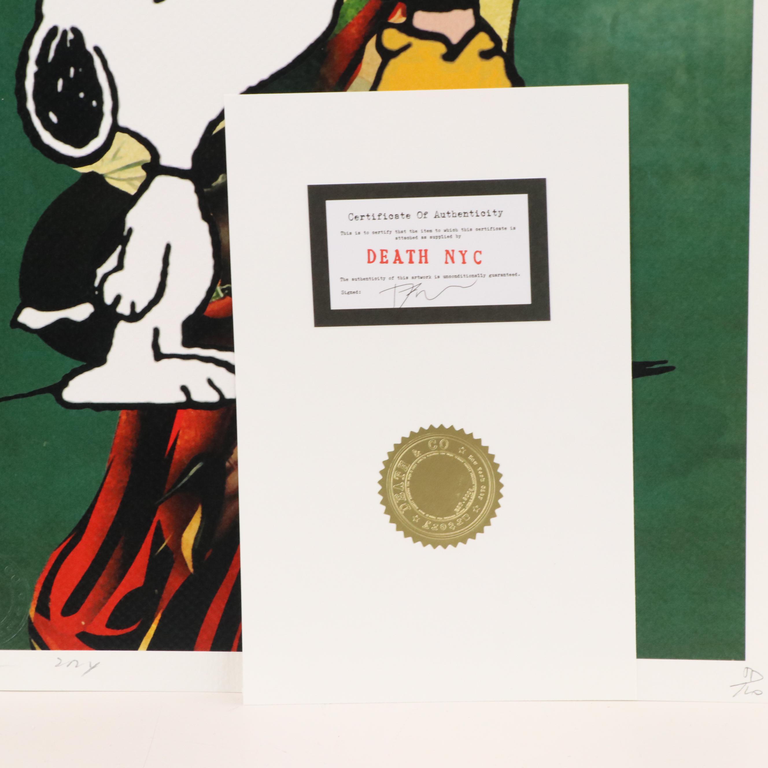 Death NYC Graphic Digital Print Featuring Snoopy and Charlie Brown, 2024
