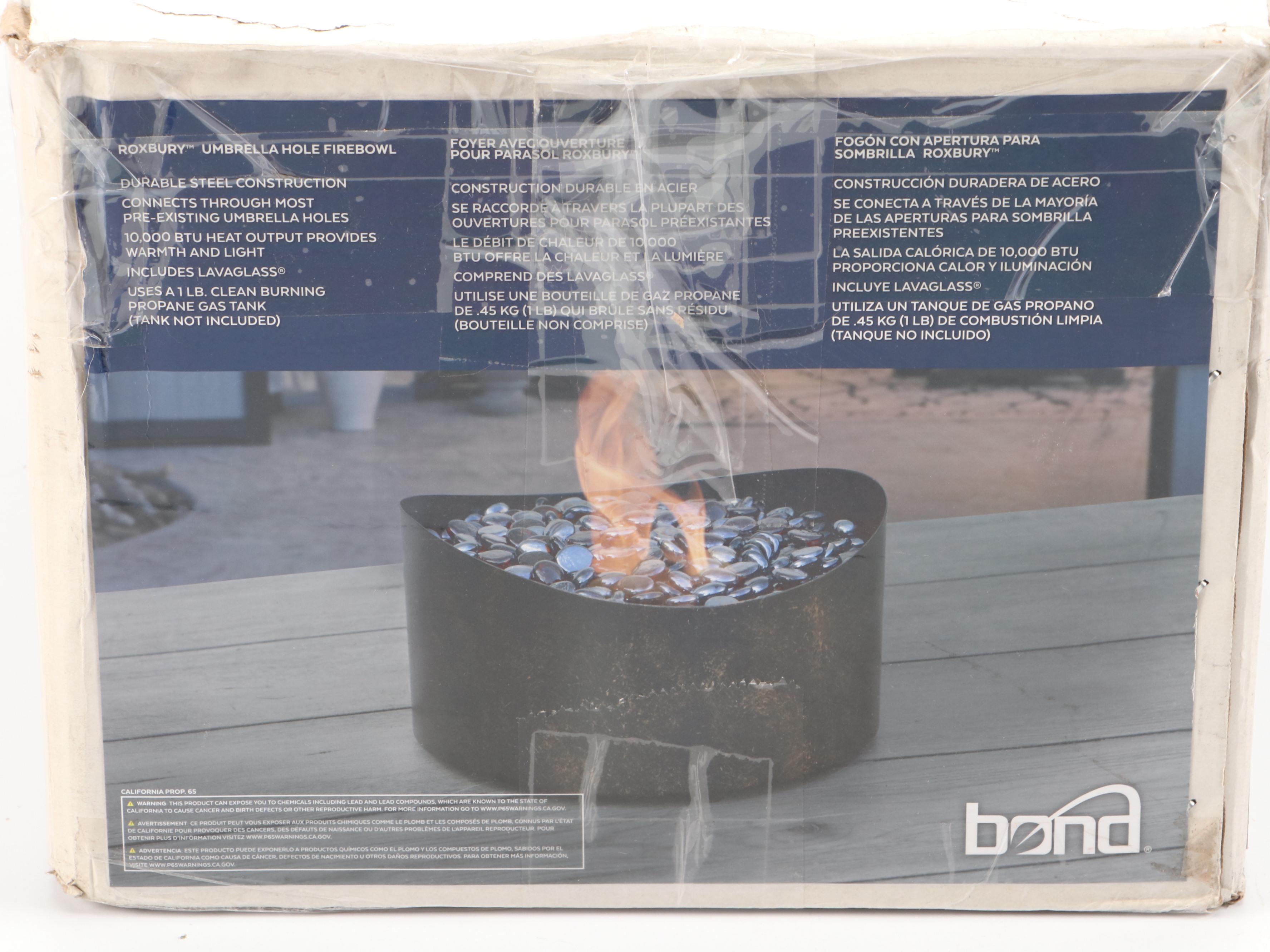 Bond Manufacturing Co. Roxbury Umbrella Hole Metal Fire Table