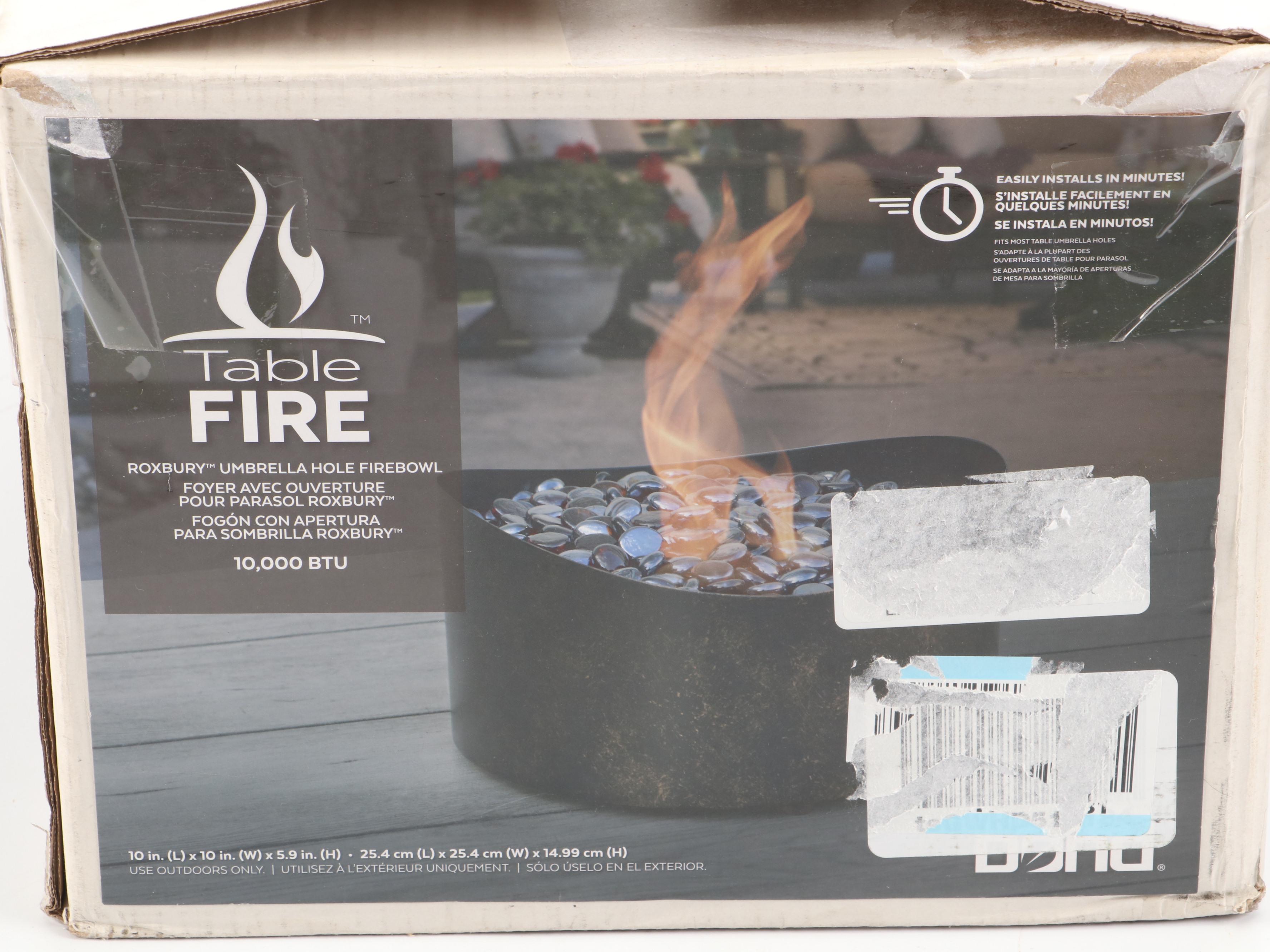 Bond Manufacturing Co. Roxbury Umbrella Hole Metal Fire Table