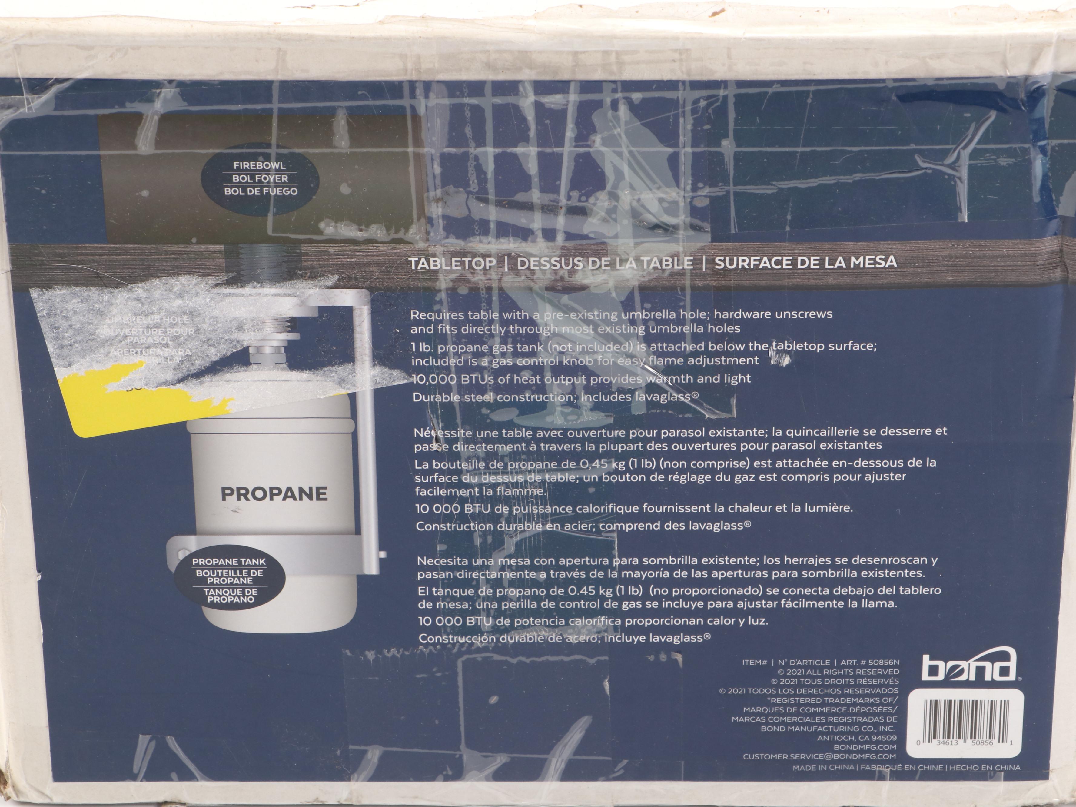 Bond Manufacturing Co. Roxbury Umbrella Hole Metal Fire Table