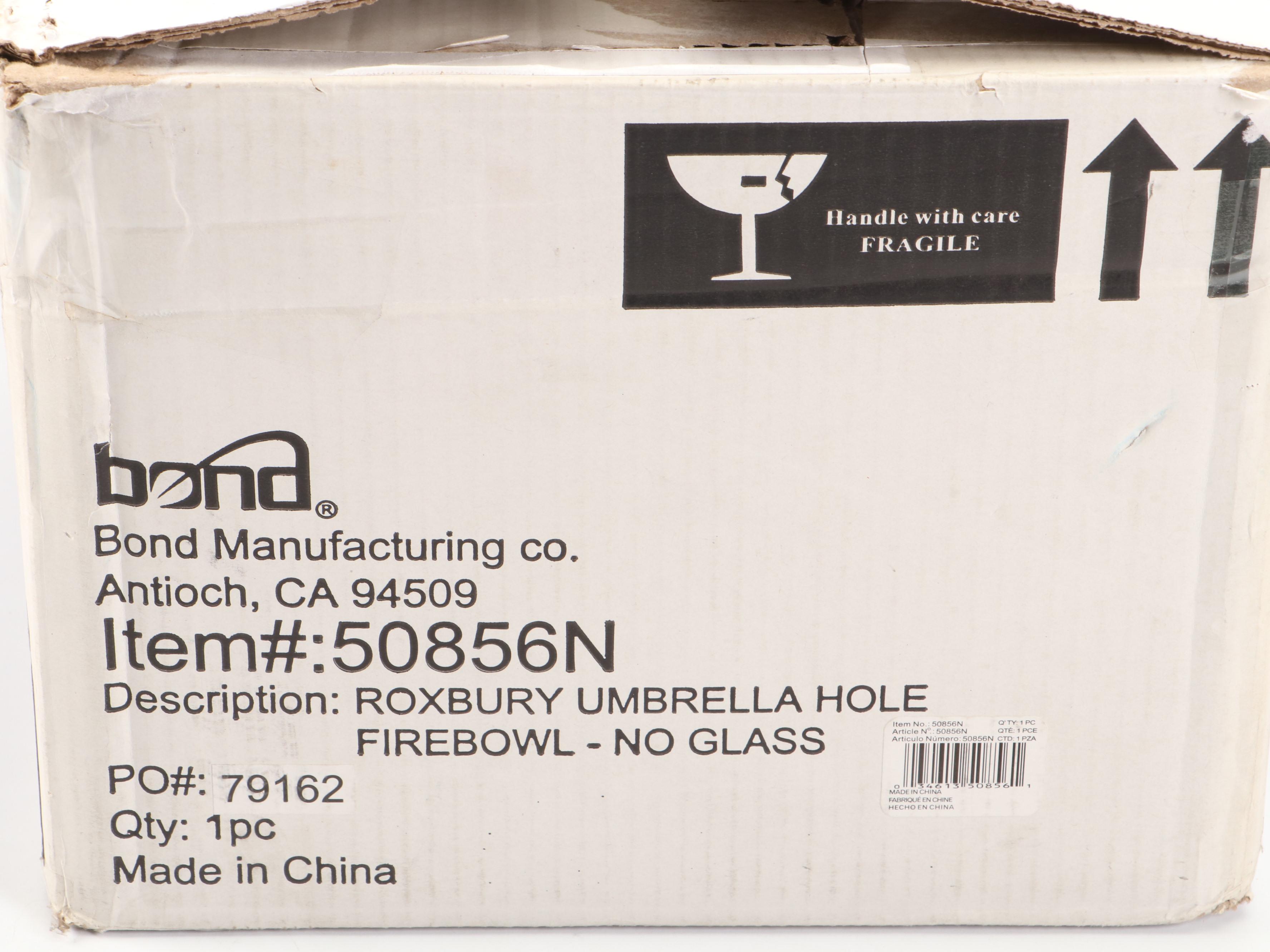 Bond Manufacturing Co. Roxbury Umbrella Hole Metal Fire Table