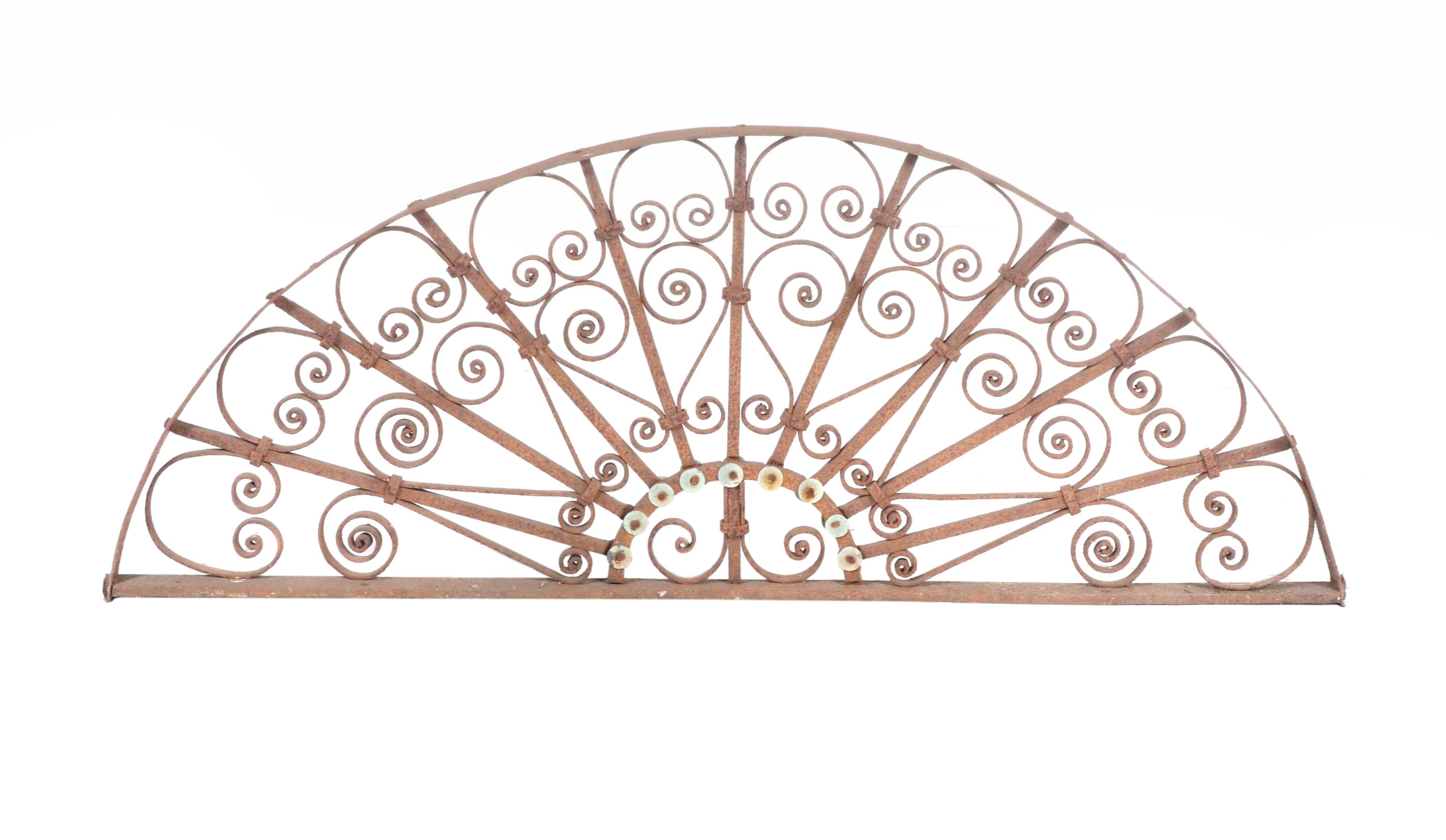 Two Late Victorian Wrought Iron Transom Window Screens