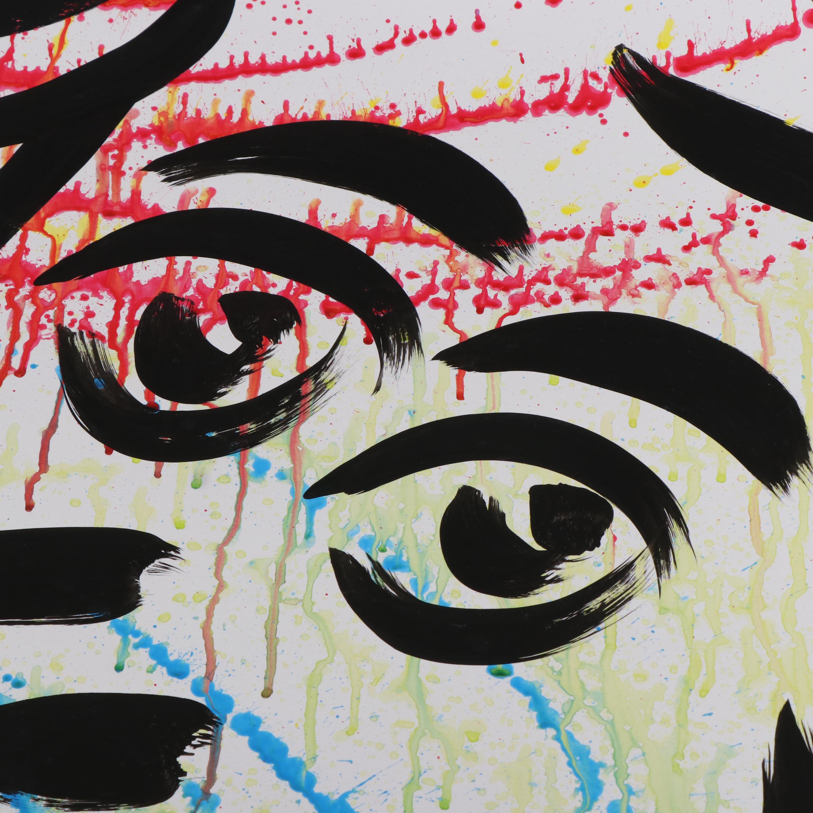 Peter Keil Abstract Acrylic Portrait Painting, Late 20th Century