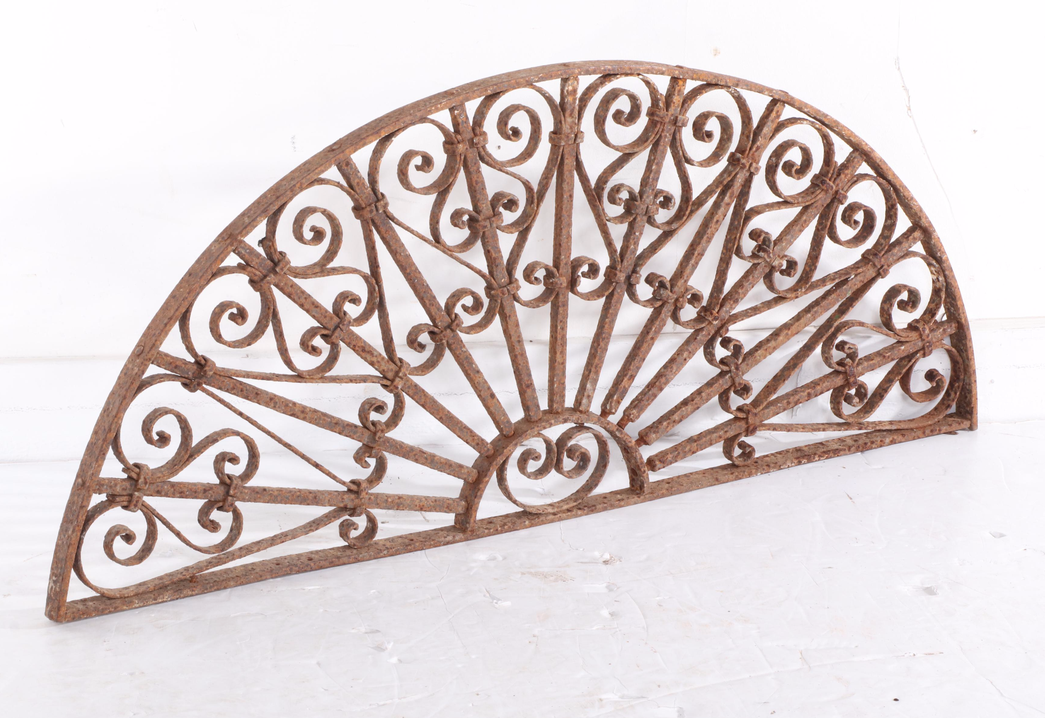 Late Victorian Hand-Forged Wrought Iron Arched Window Screens