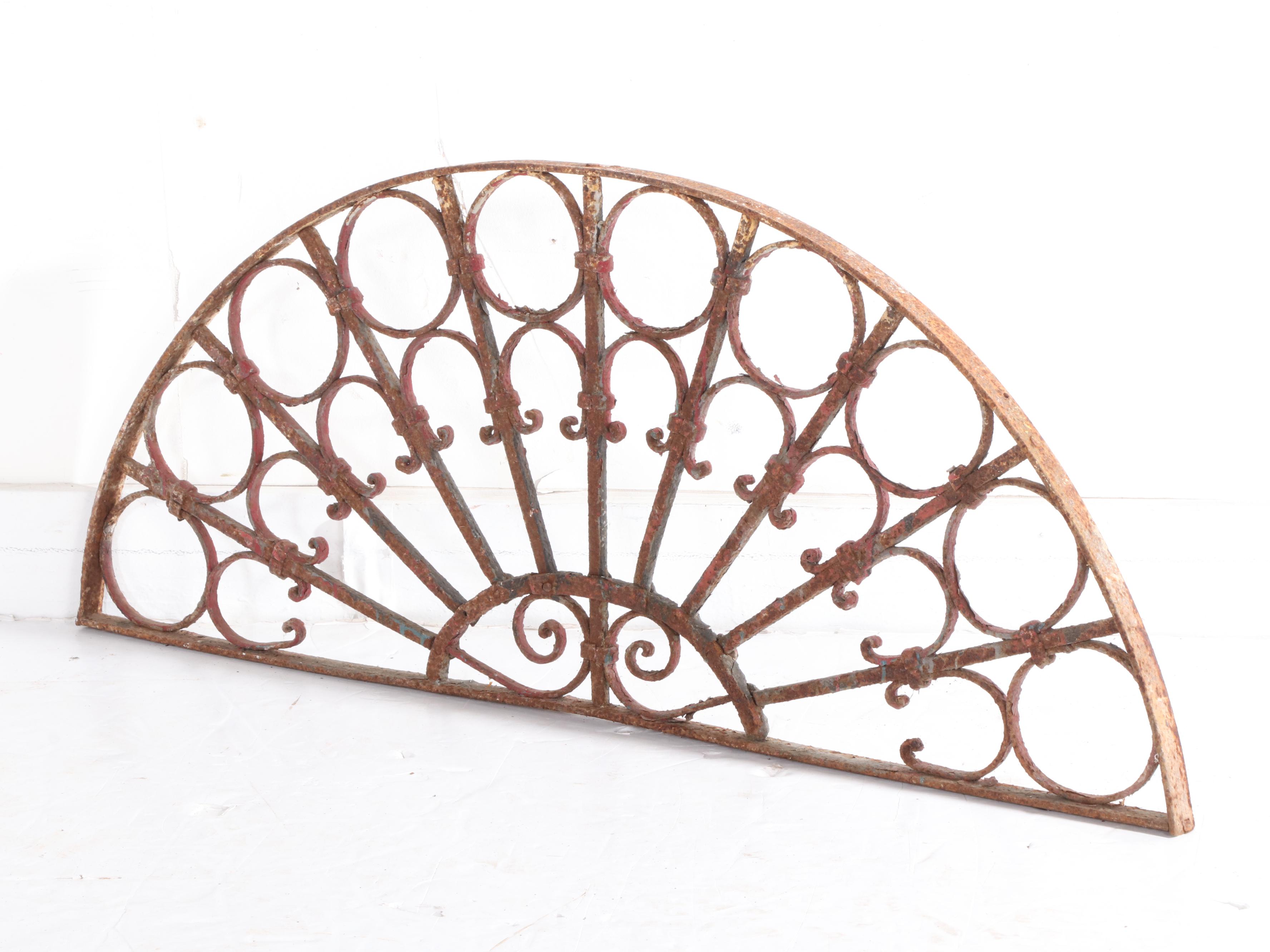 Late Victorian Hand-Forged Wrought Iron Arched Window Screens