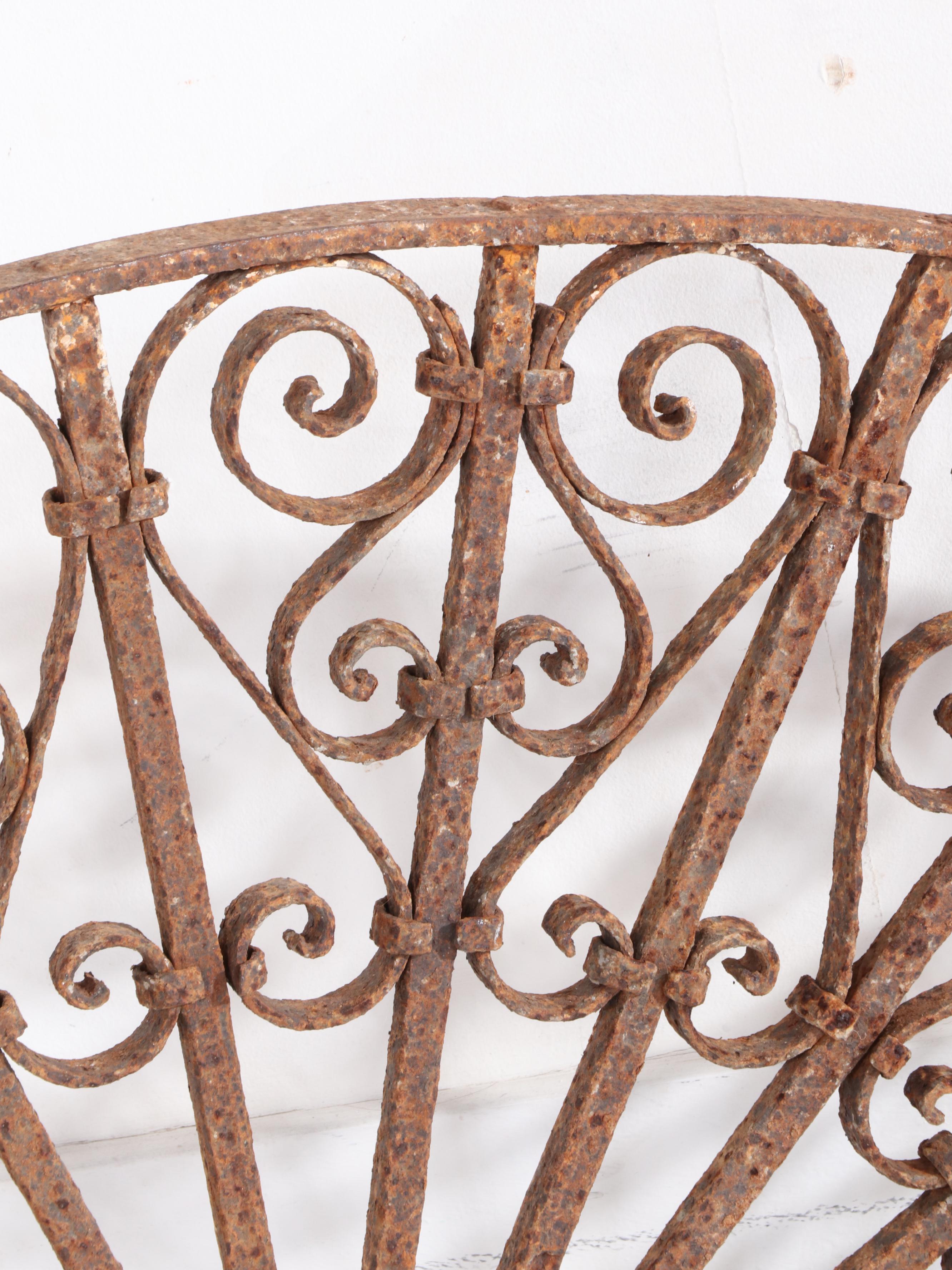 Late Victorian Hand-Forged Wrought Iron Arched Window Screens