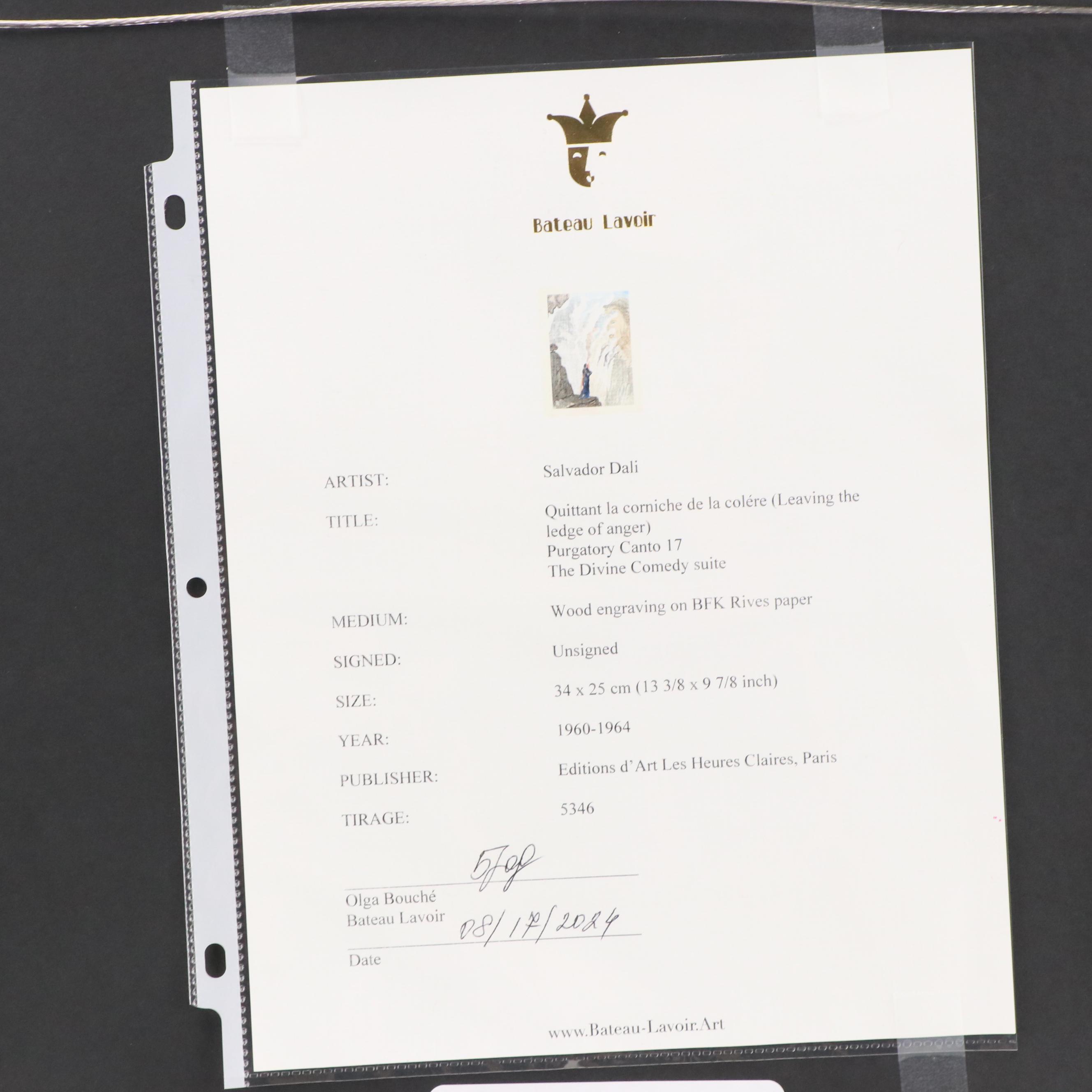 Salvador Dalí Wood Engraving "La Beauté des Sculptures"