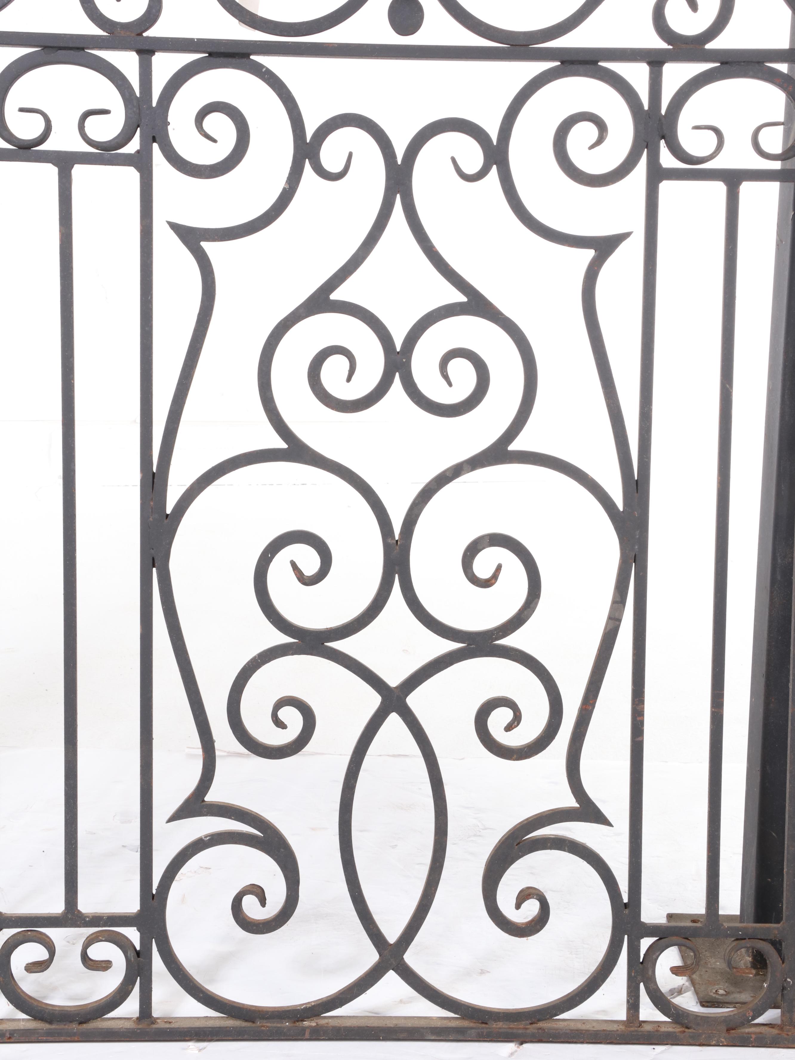Hand-Crafted Cast Iron and Steel Garden Gate with Posts, Late 20th/Early 21st C.