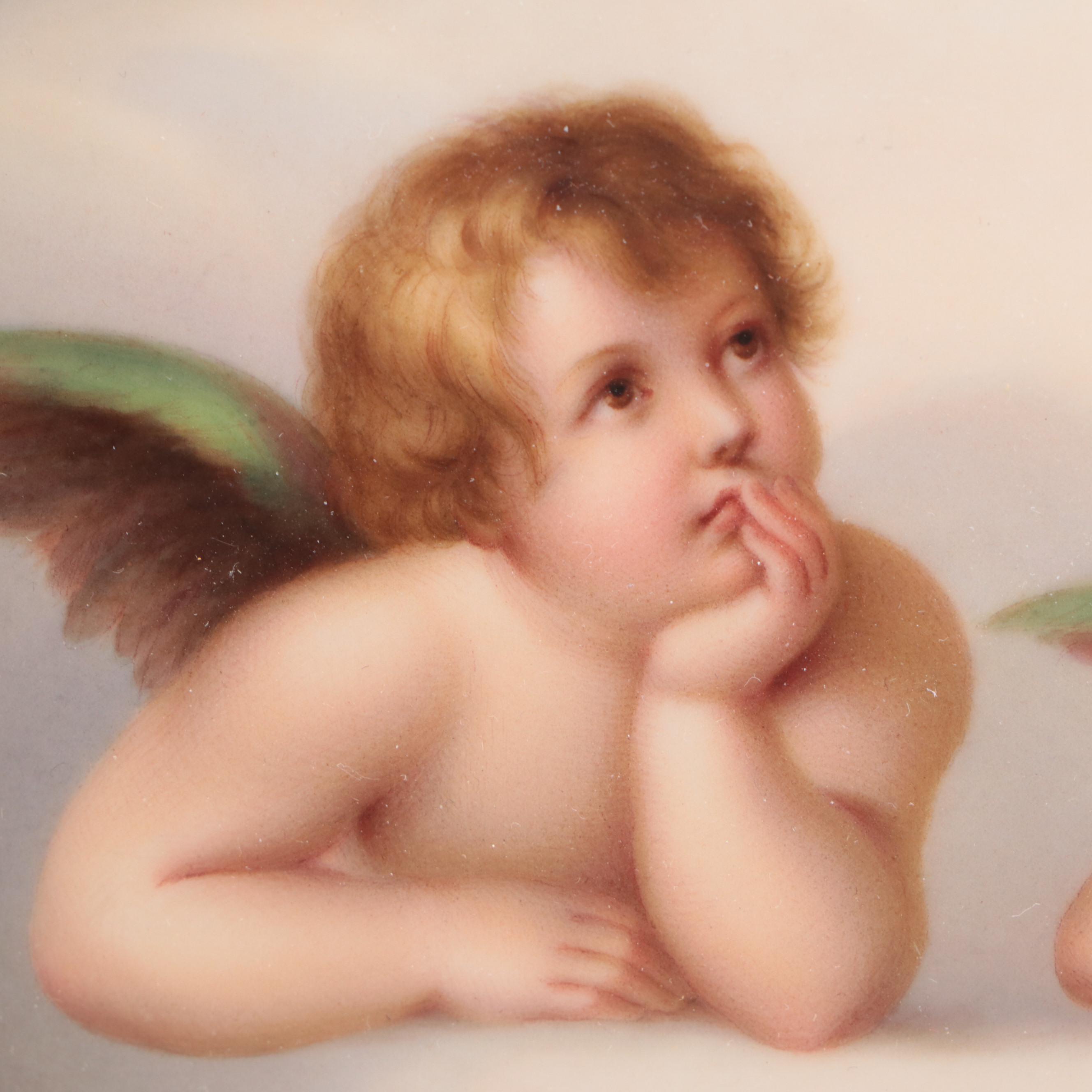 German Porcelain Cherubs from the "Sistine Madonna" after Raphael Plaque