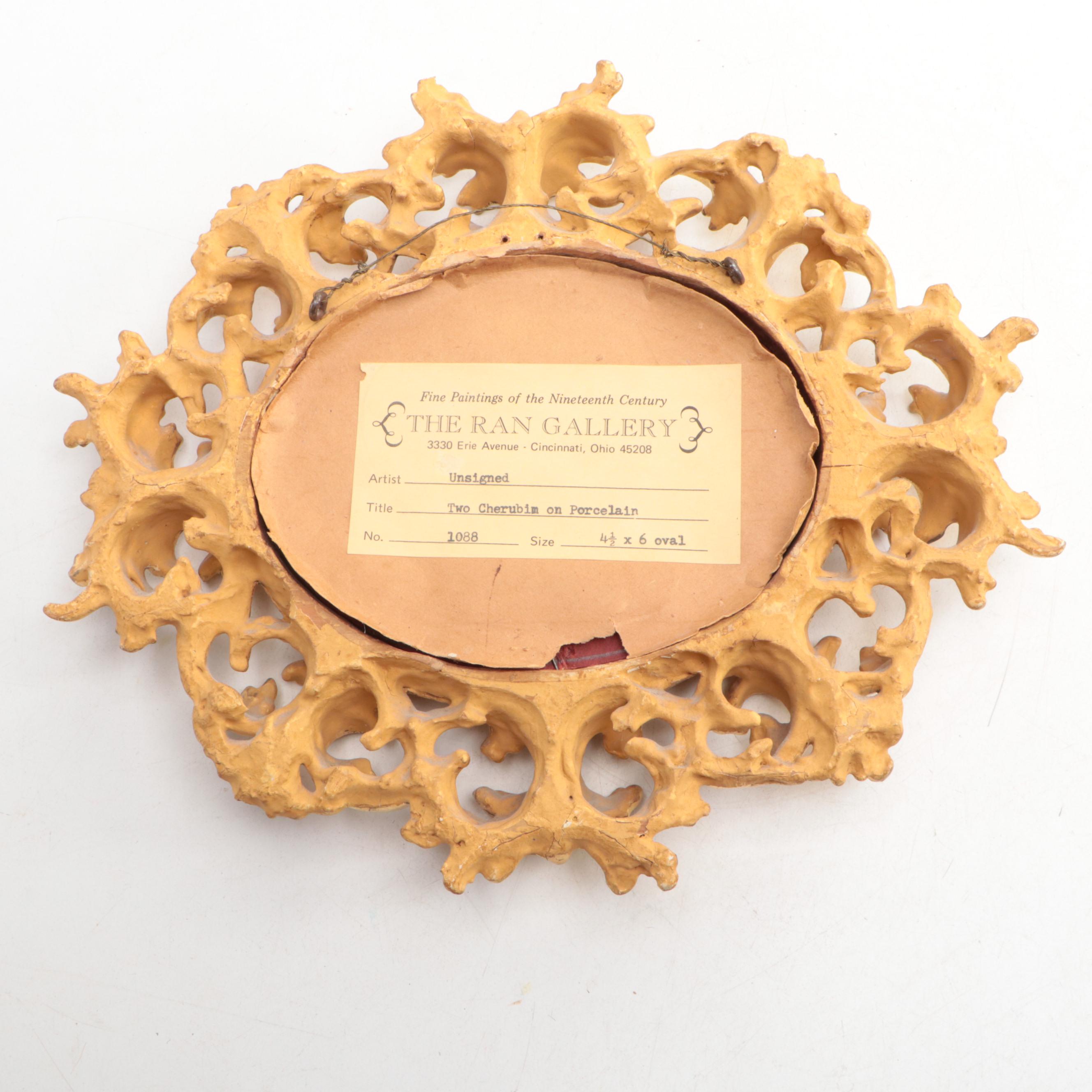 German Porcelain Cherubs from the "Sistine Madonna" after Raphael Plaque