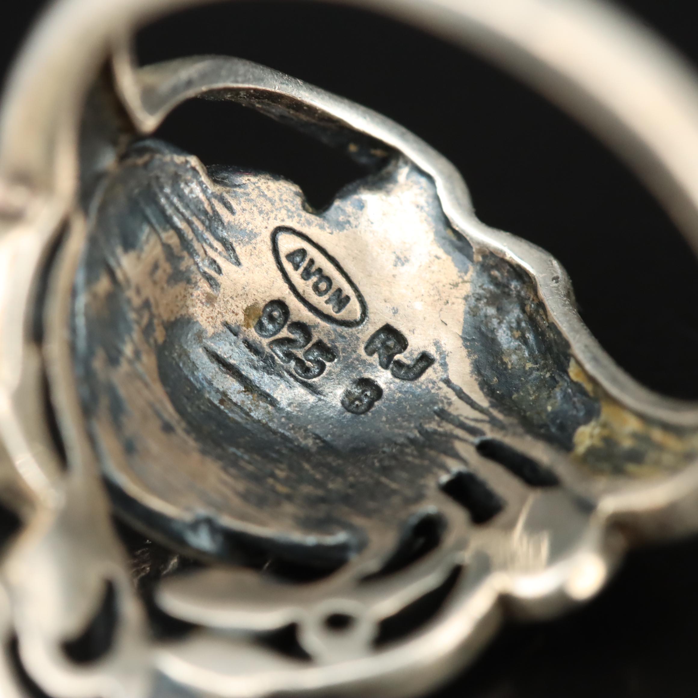 Avon Sterling Rhinestone Flower Ring