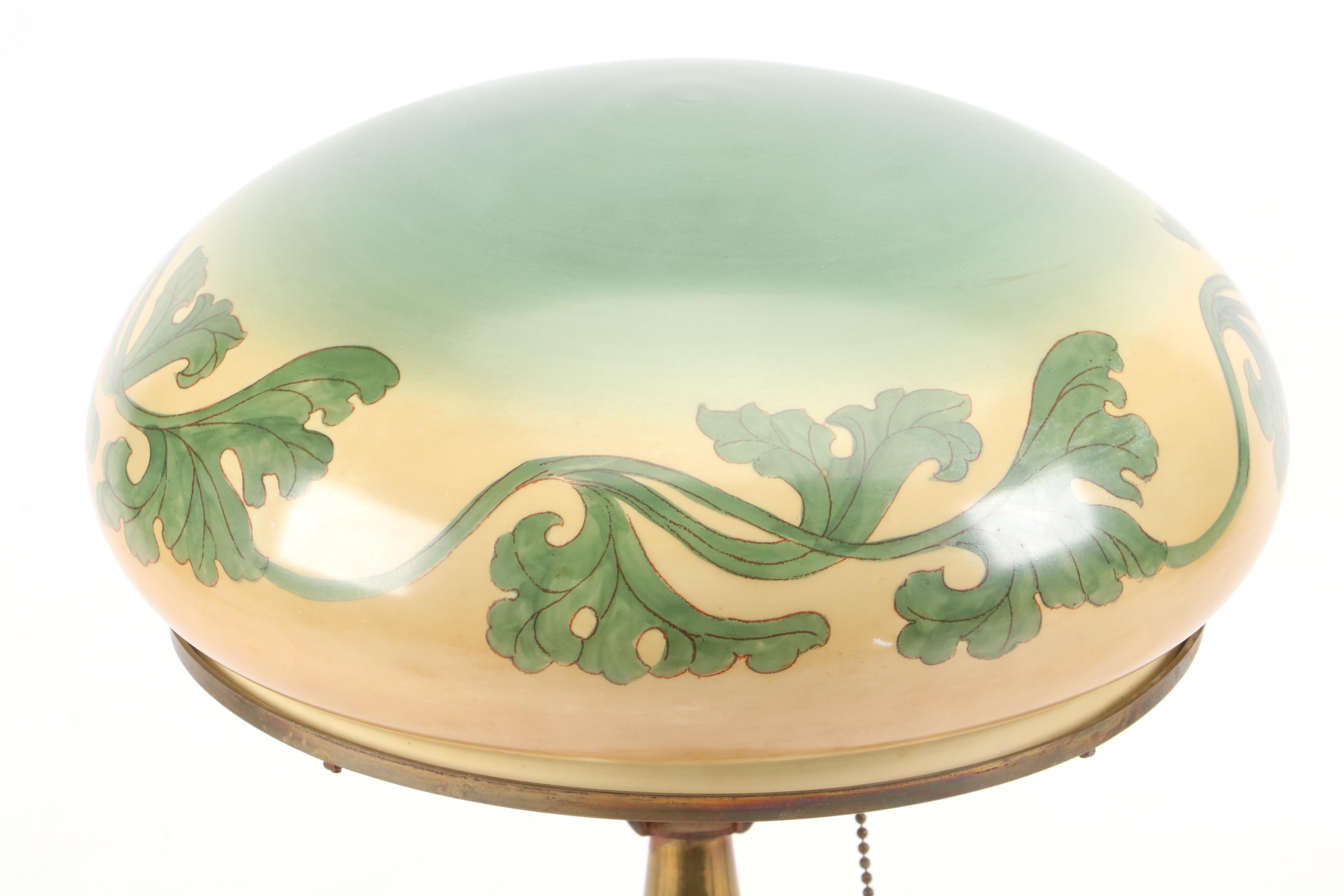 Handel Art Nouveau Glass Lamp Shade with Base, Early to Mid-20th Century