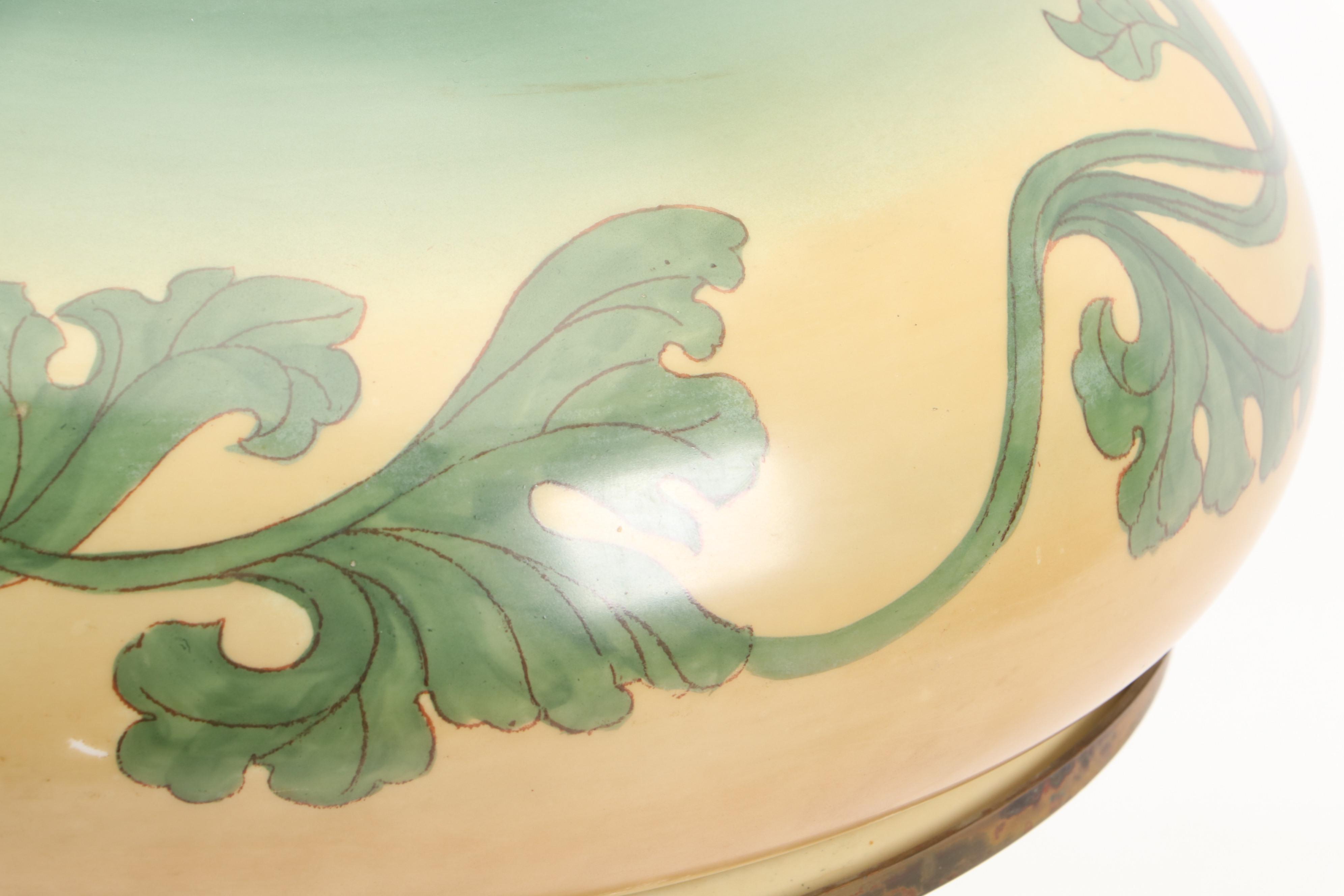 Handel Art Nouveau Glass Lamp Shade with Base, Early to Mid-20th Century