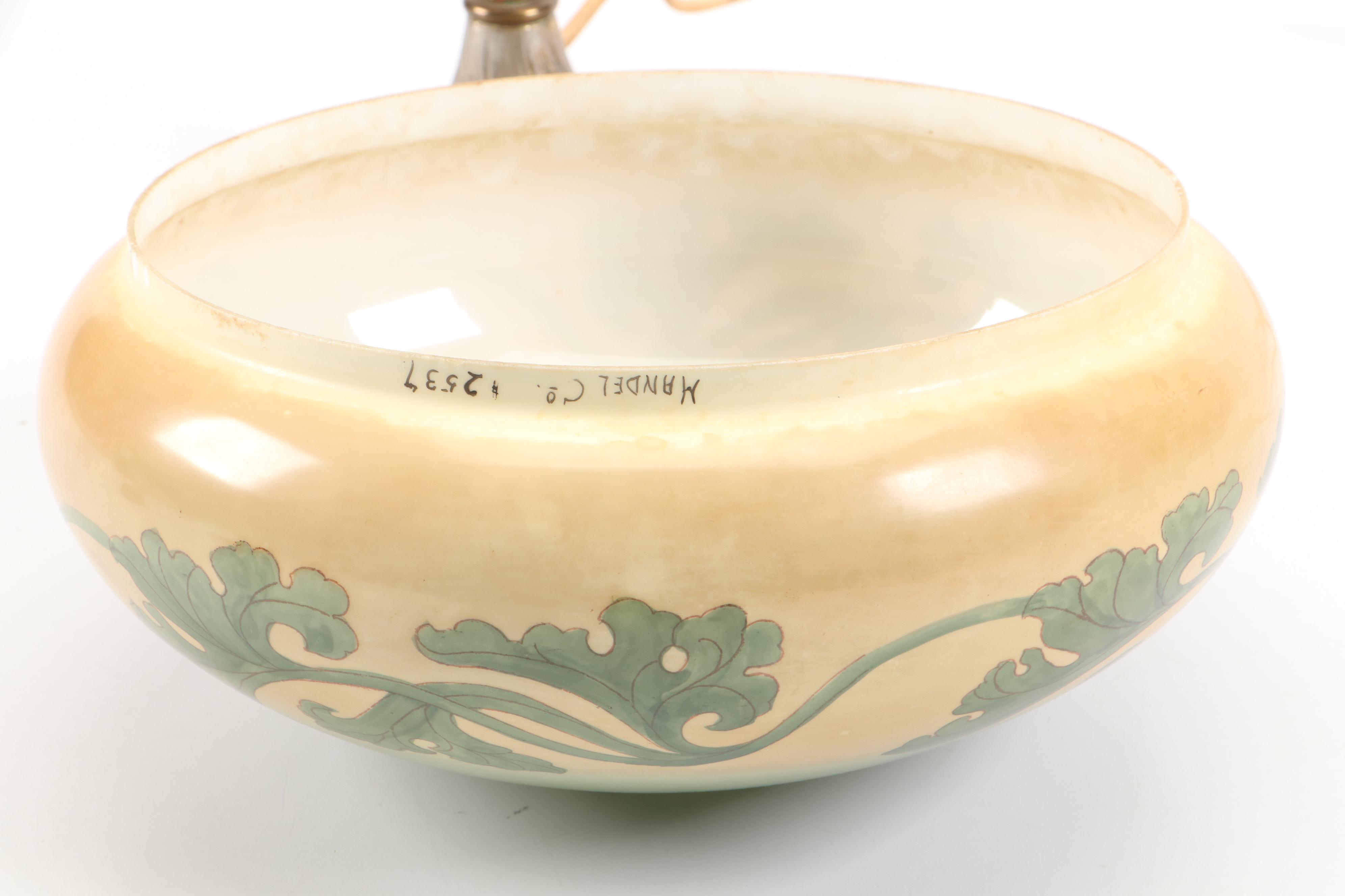 Handel Art Nouveau Glass Lamp Shade with Base, Early to Mid-20th Century