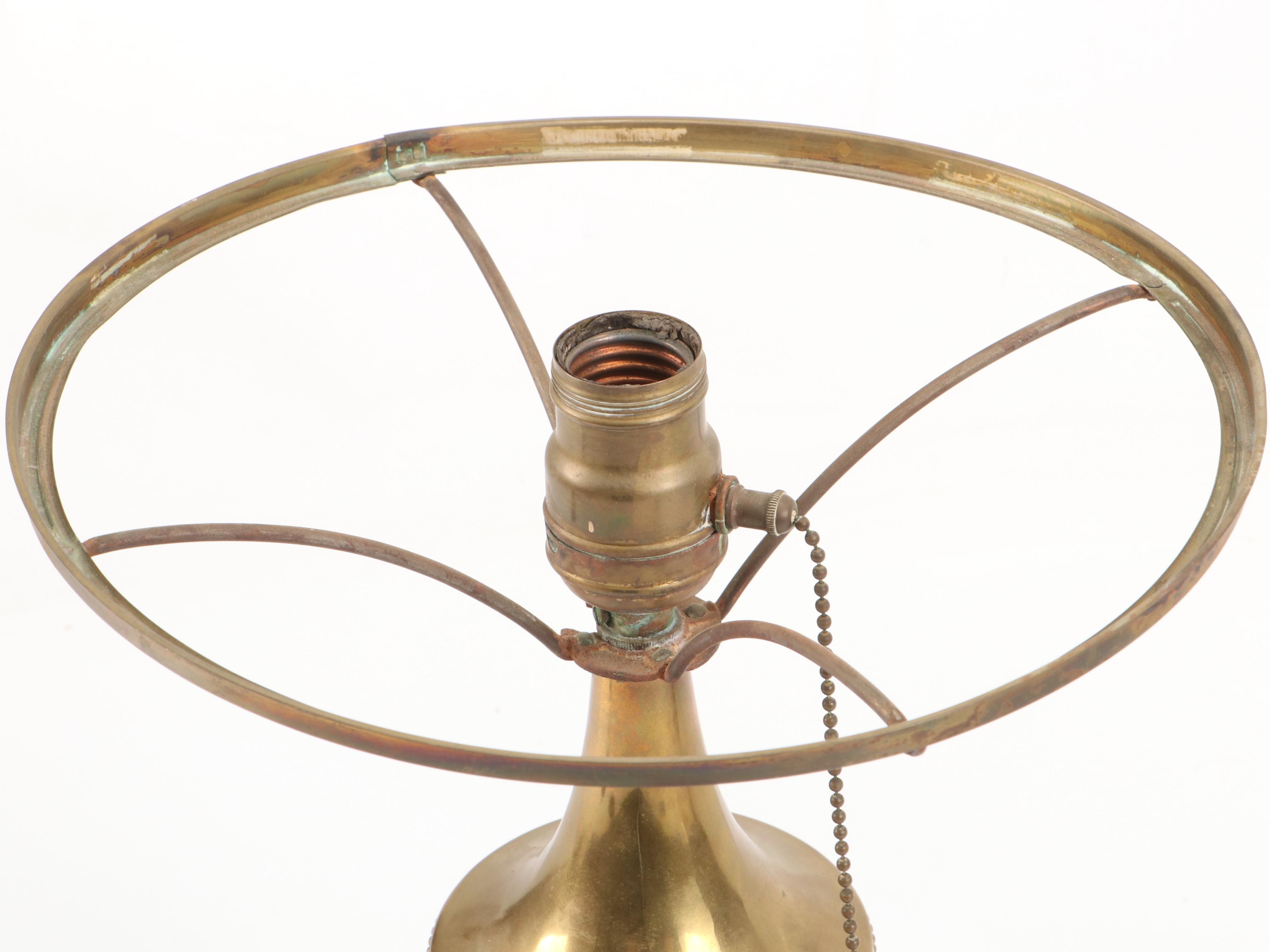 Handel Art Nouveau Glass Lamp Shade with Base, Early to Mid-20th Century