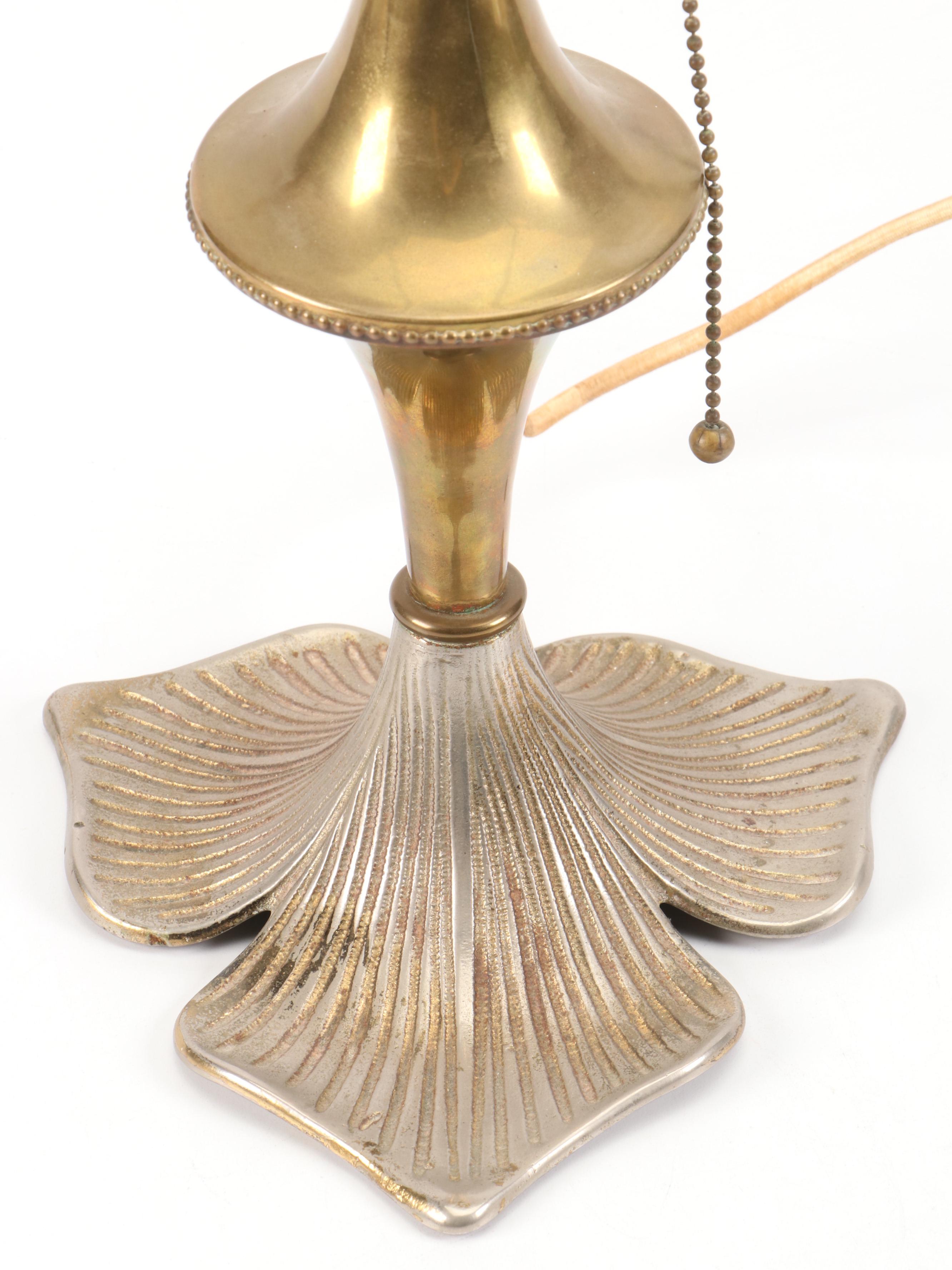 Handel Art Nouveau Glass Lamp Shade with Base, Early to Mid-20th Century