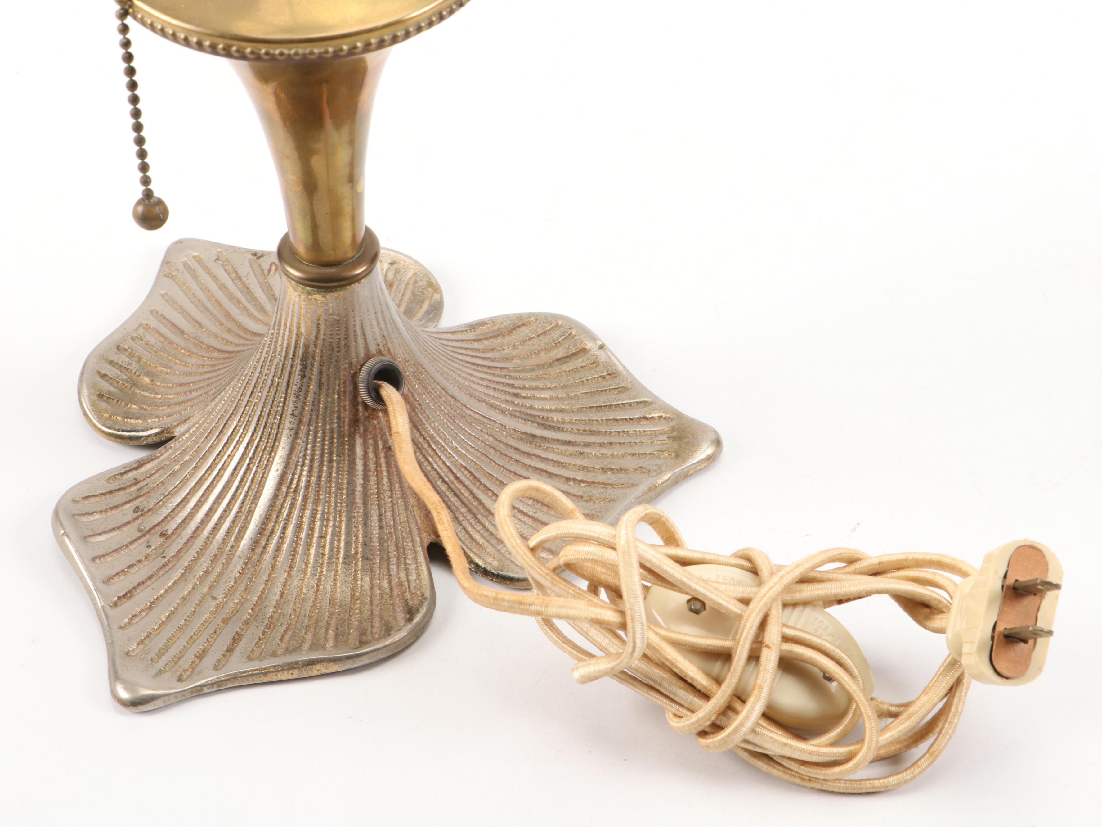 Handel Art Nouveau Glass Lamp Shade with Base, Early to Mid-20th Century